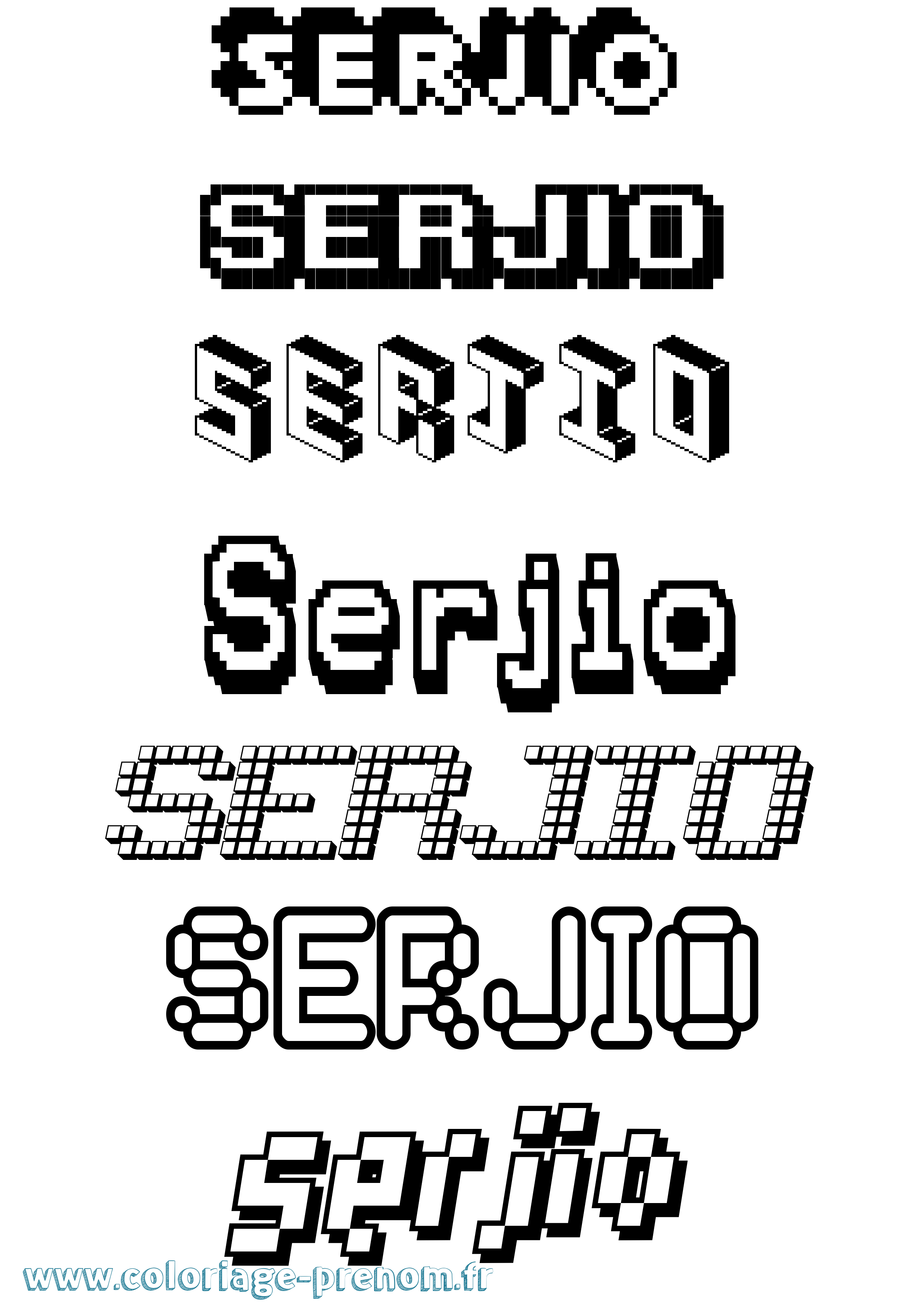 Coloriage Serjio Pixel Coloriage prénom Serjio Pixel