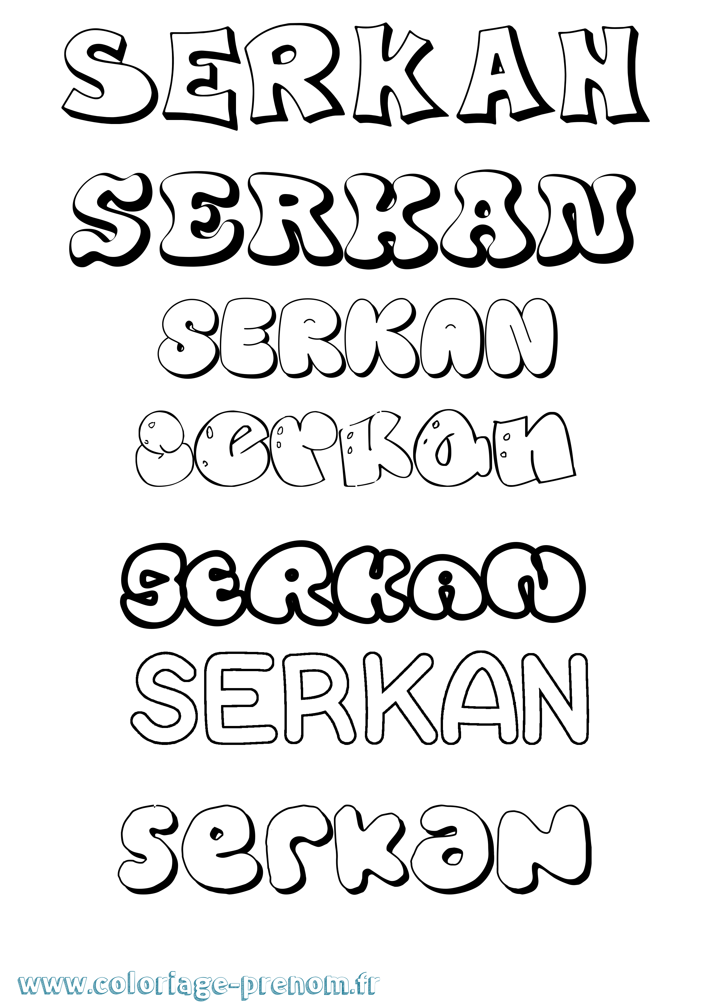 Coloriage Serkan Bubble Coloriage prénom Serkan Bubble