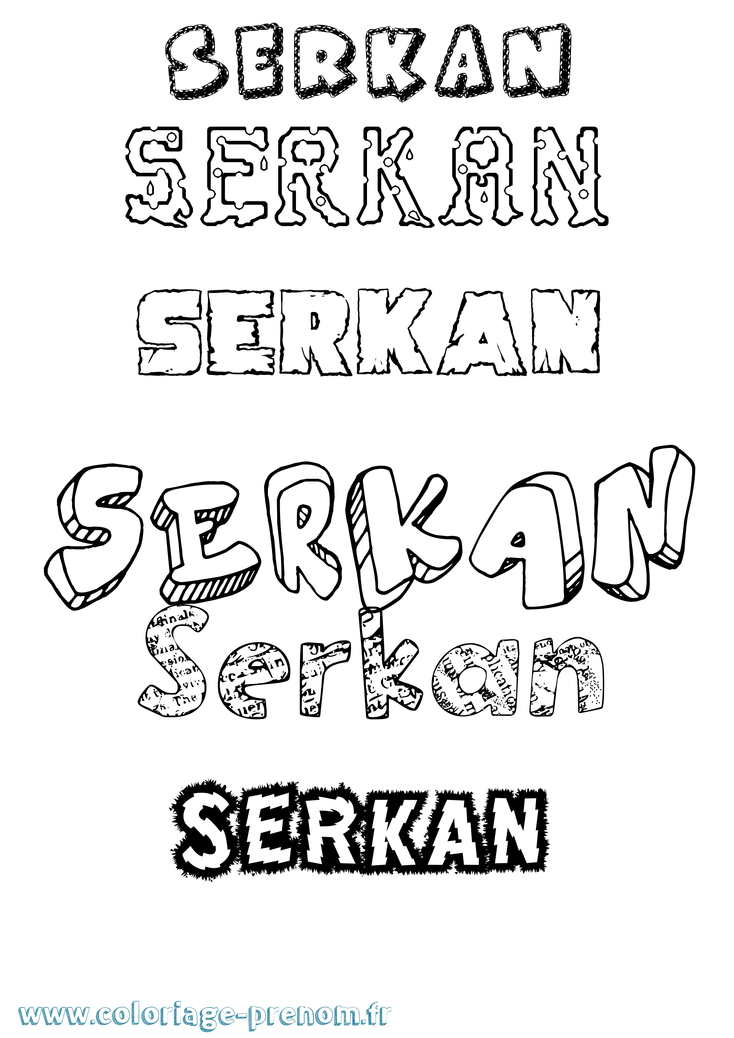 Coloriage Serkan Destructuré Coloriage prénom Serkan Destructuré