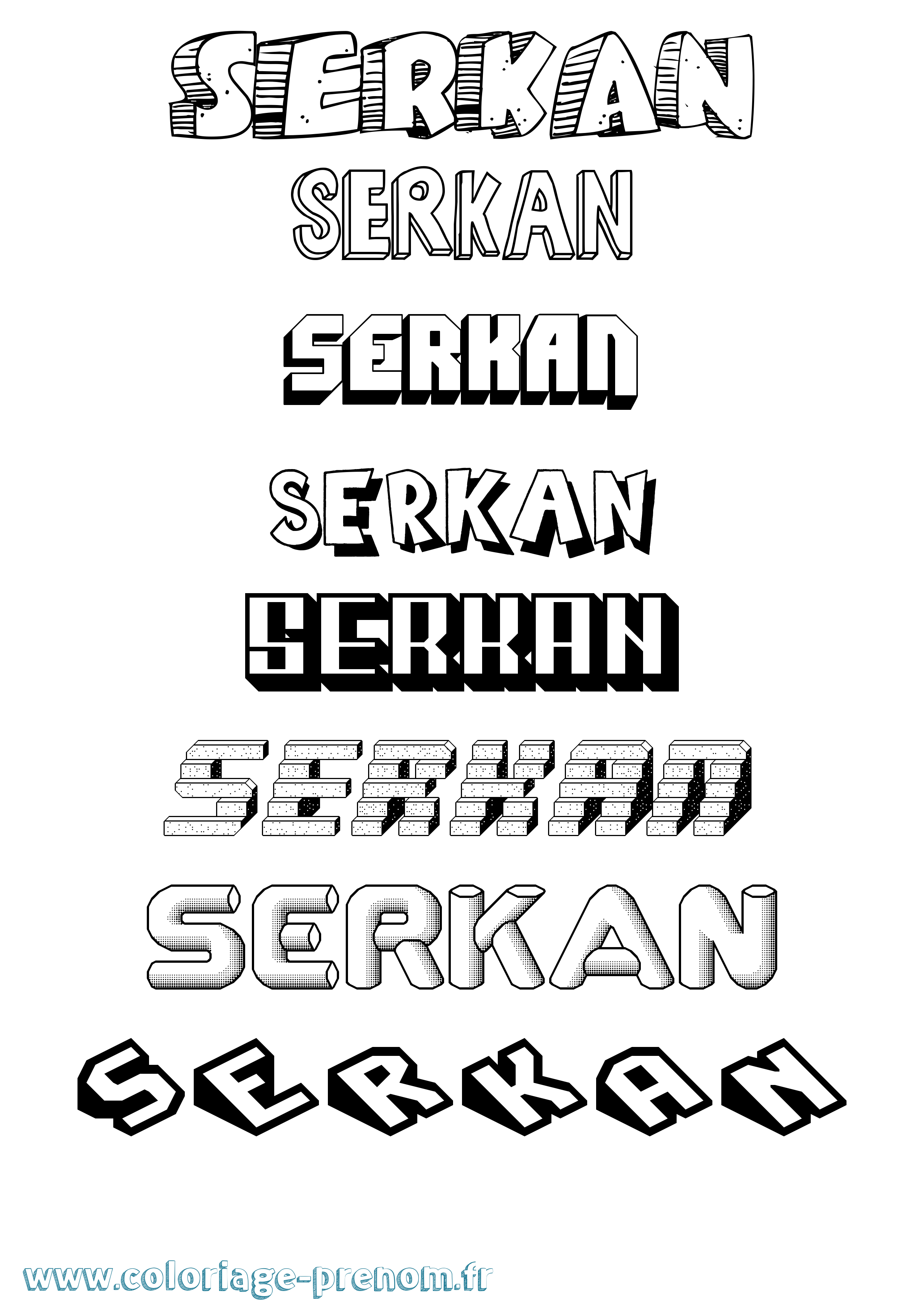 Coloriage Serkan Effet 3D Coloriage prénom Serkan Effet 3D