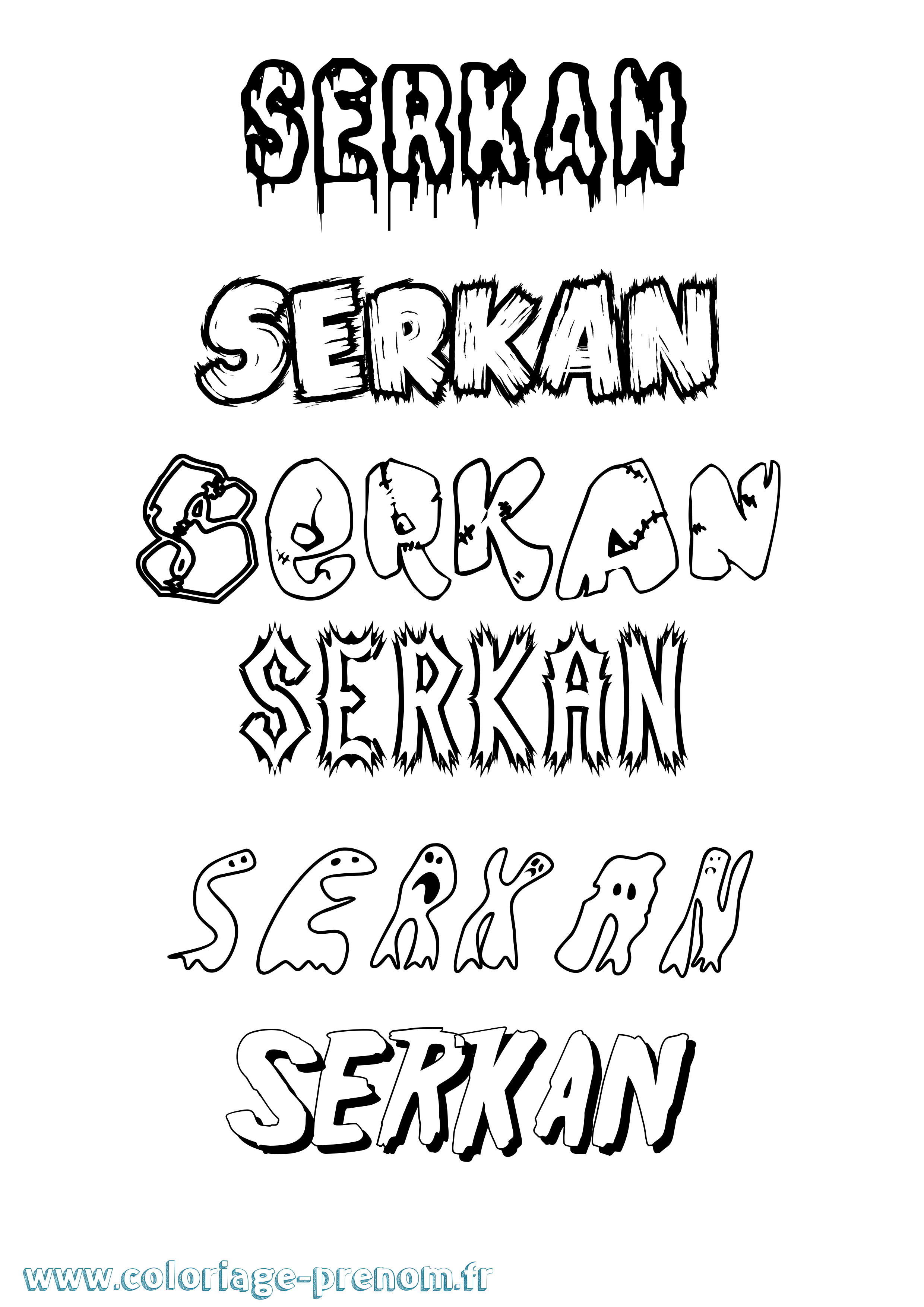 Coloriage Serkan Frisson Coloriage prénom Serkan Frisson