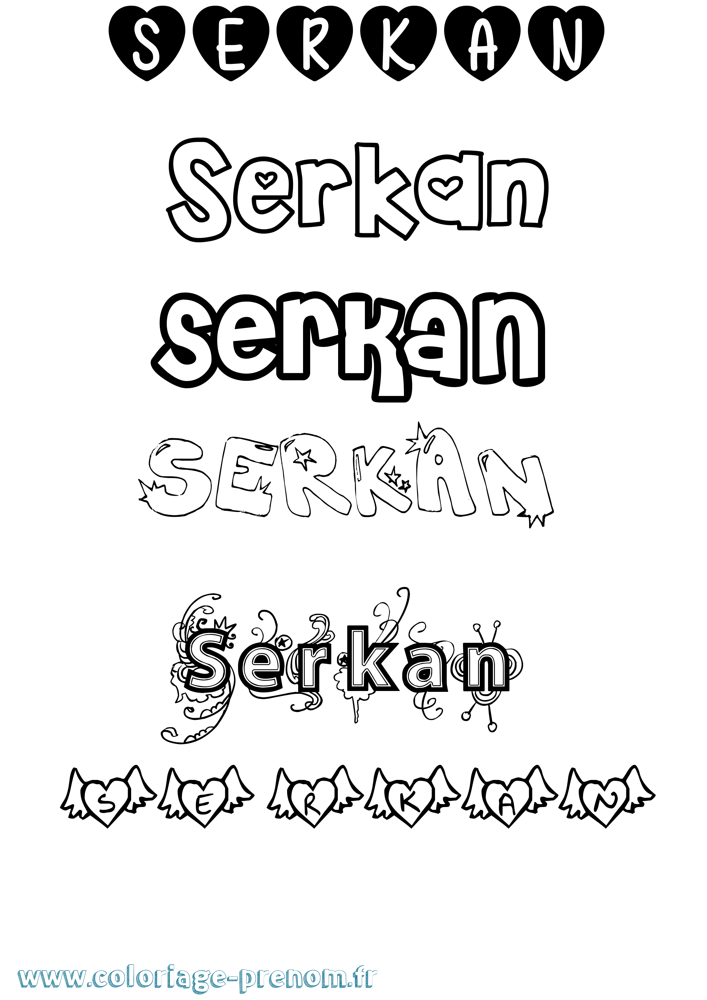 Coloriage Serkan Girly Coloriage prénom Serkan Girly