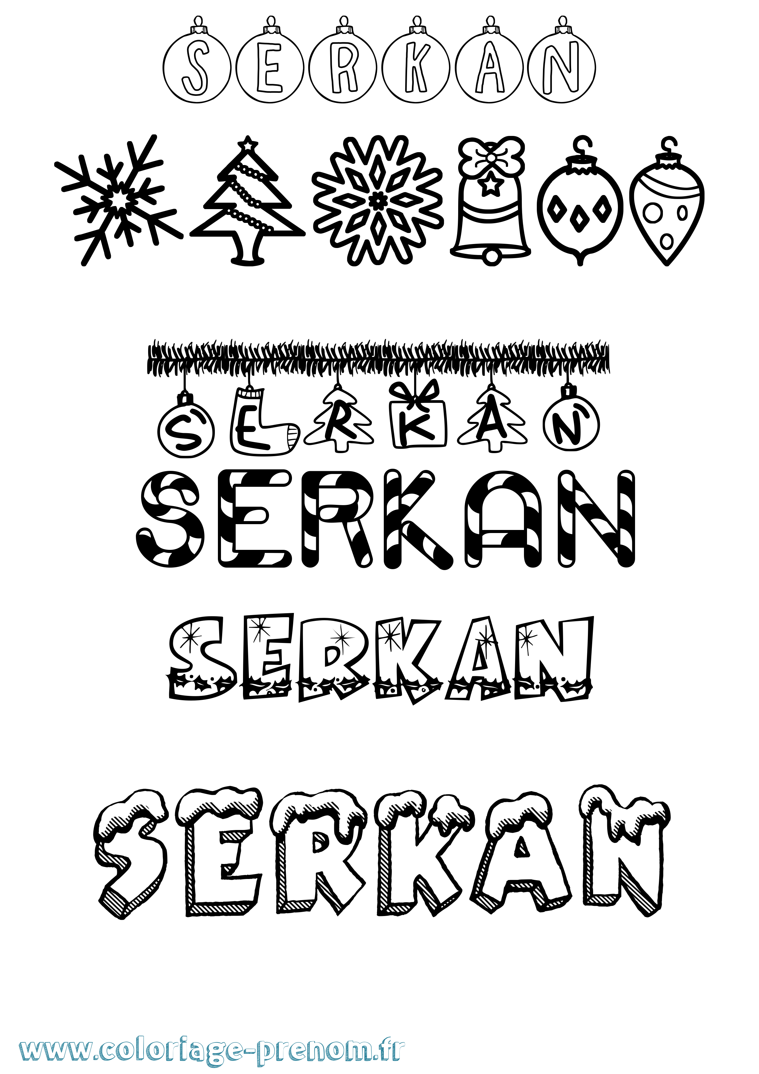 Coloriage Serkan Noël Coloriage prénom Serkan Noël