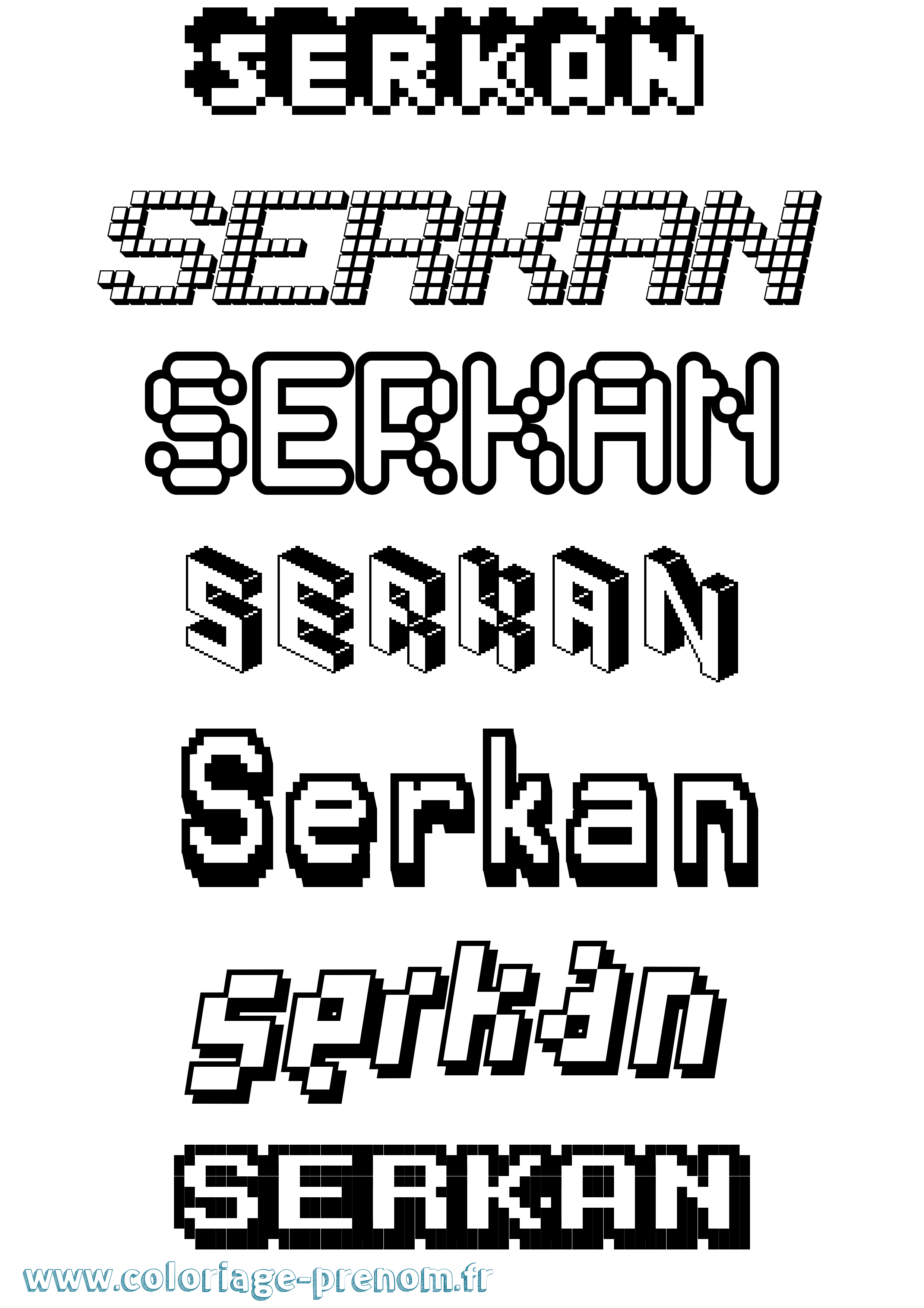 Coloriage Serkan Pixel Coloriage prénom Serkan Pixel