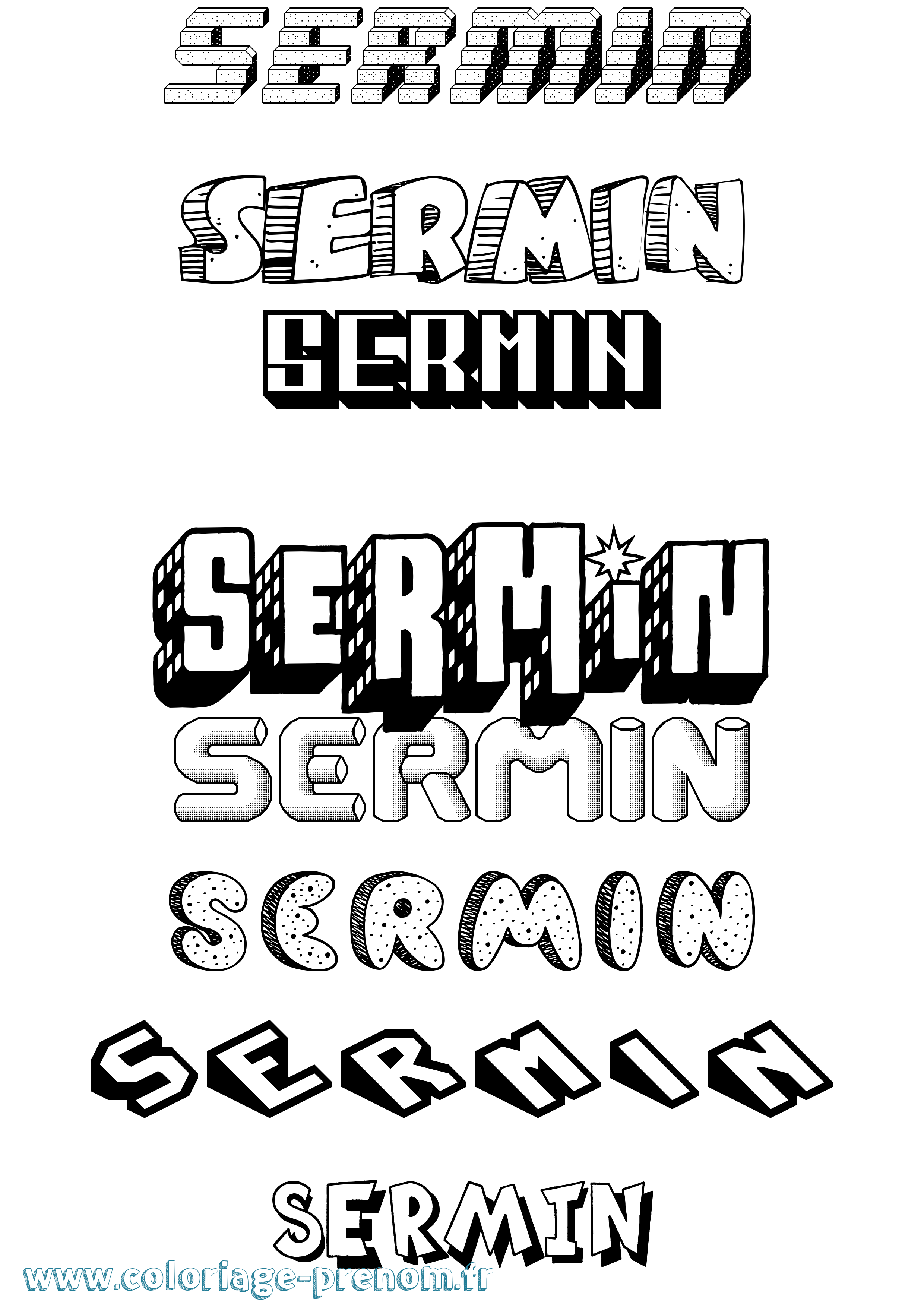 Coloriage Sermin Effet 3D Coloriage prénom Sermin Effet 3D
