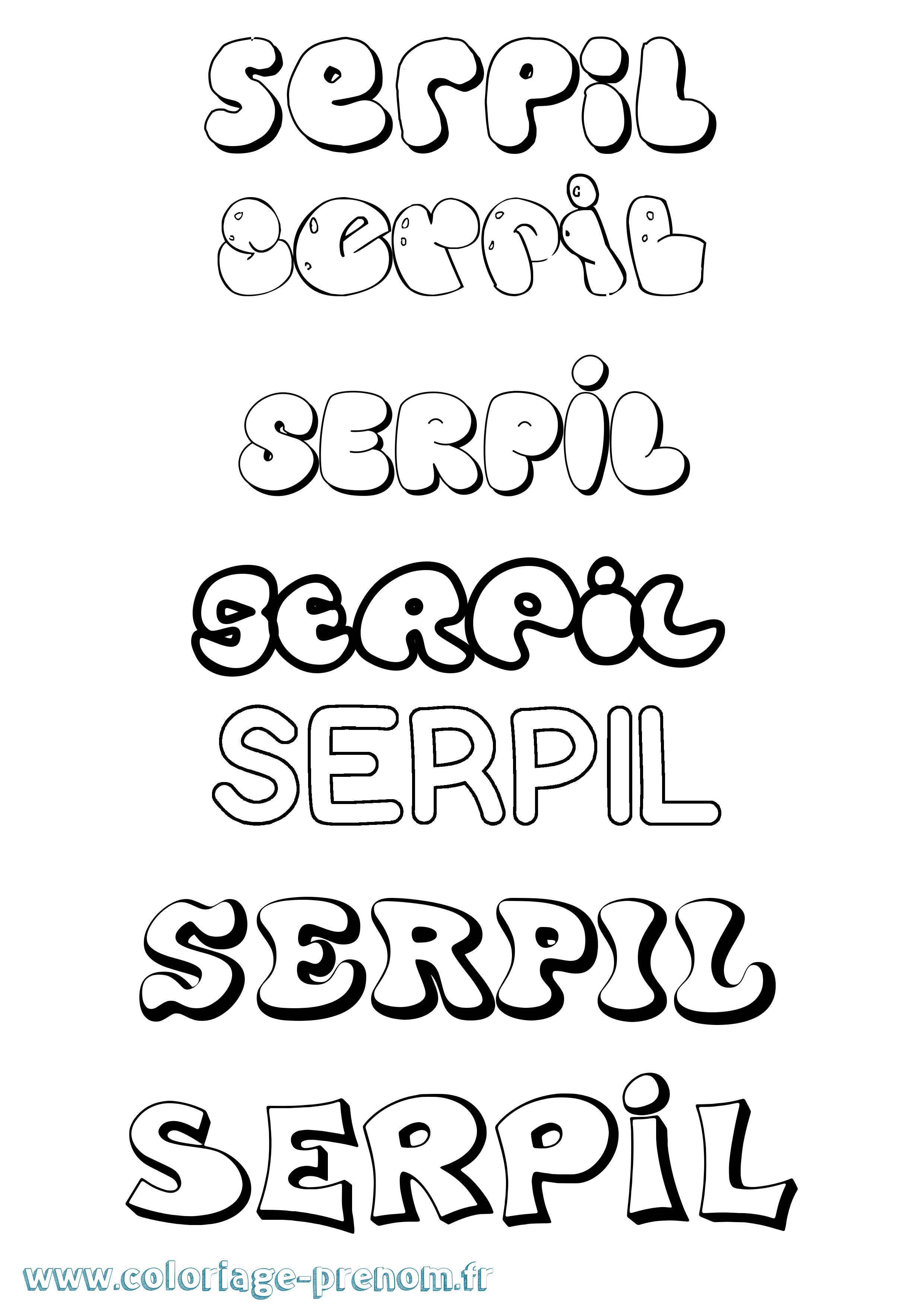 Coloriage Serpil Bubble Coloriage prénom Serpil Bubble