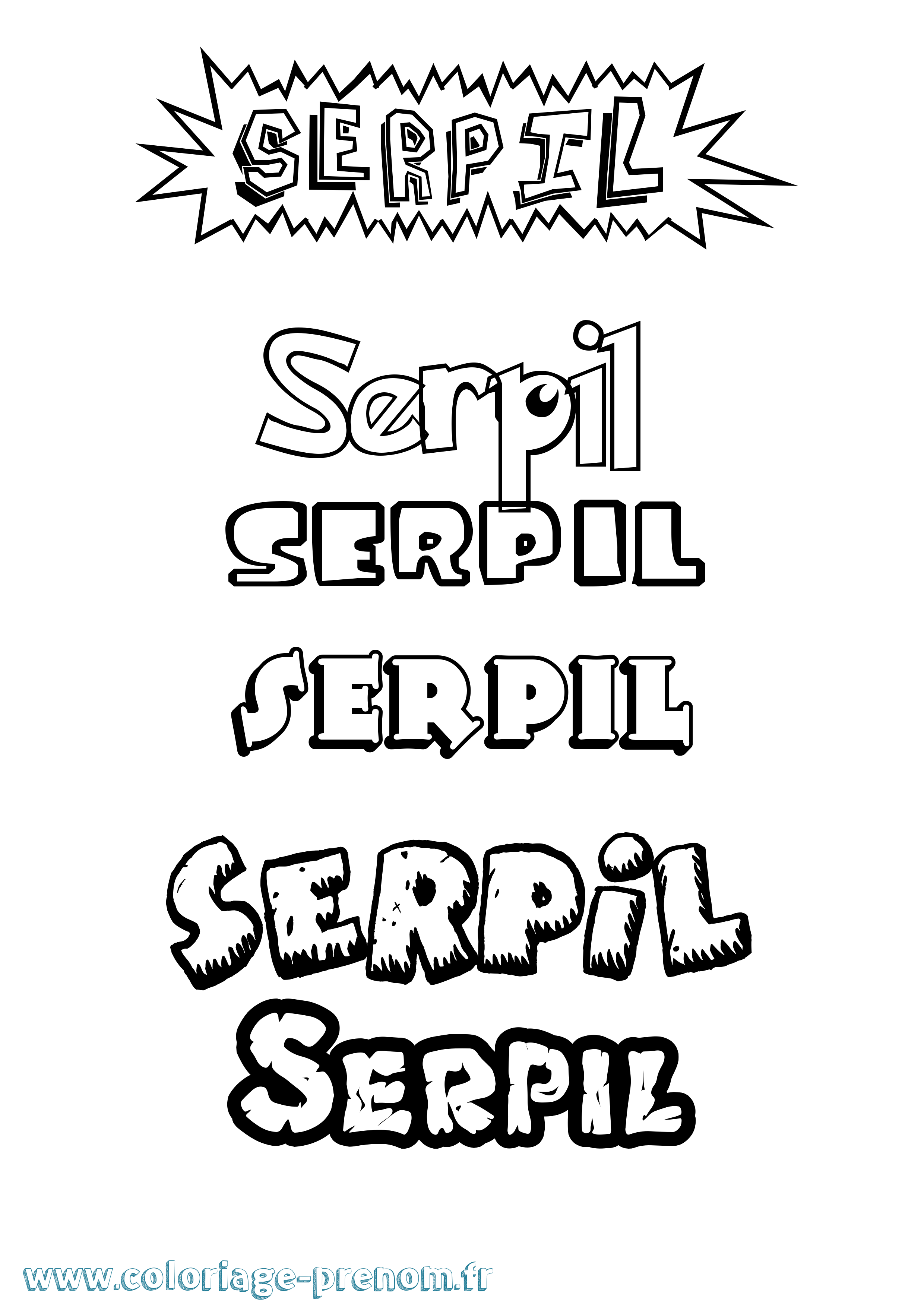 Coloriage Serpil Dessin Animé Coloriage prénom Serpil Dessin Animé