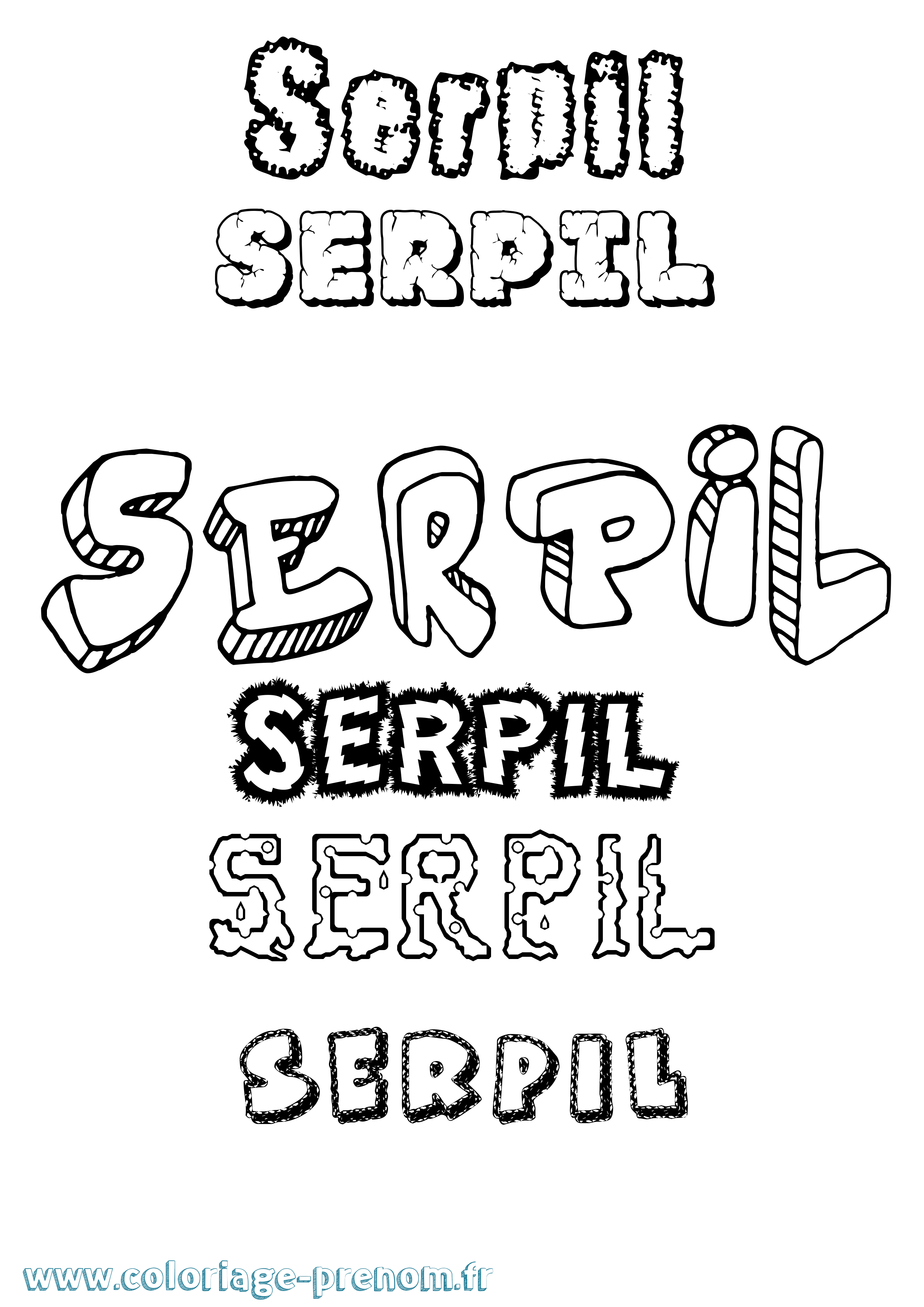 Coloriage Serpil Destructuré Coloriage prénom Serpil Destructuré