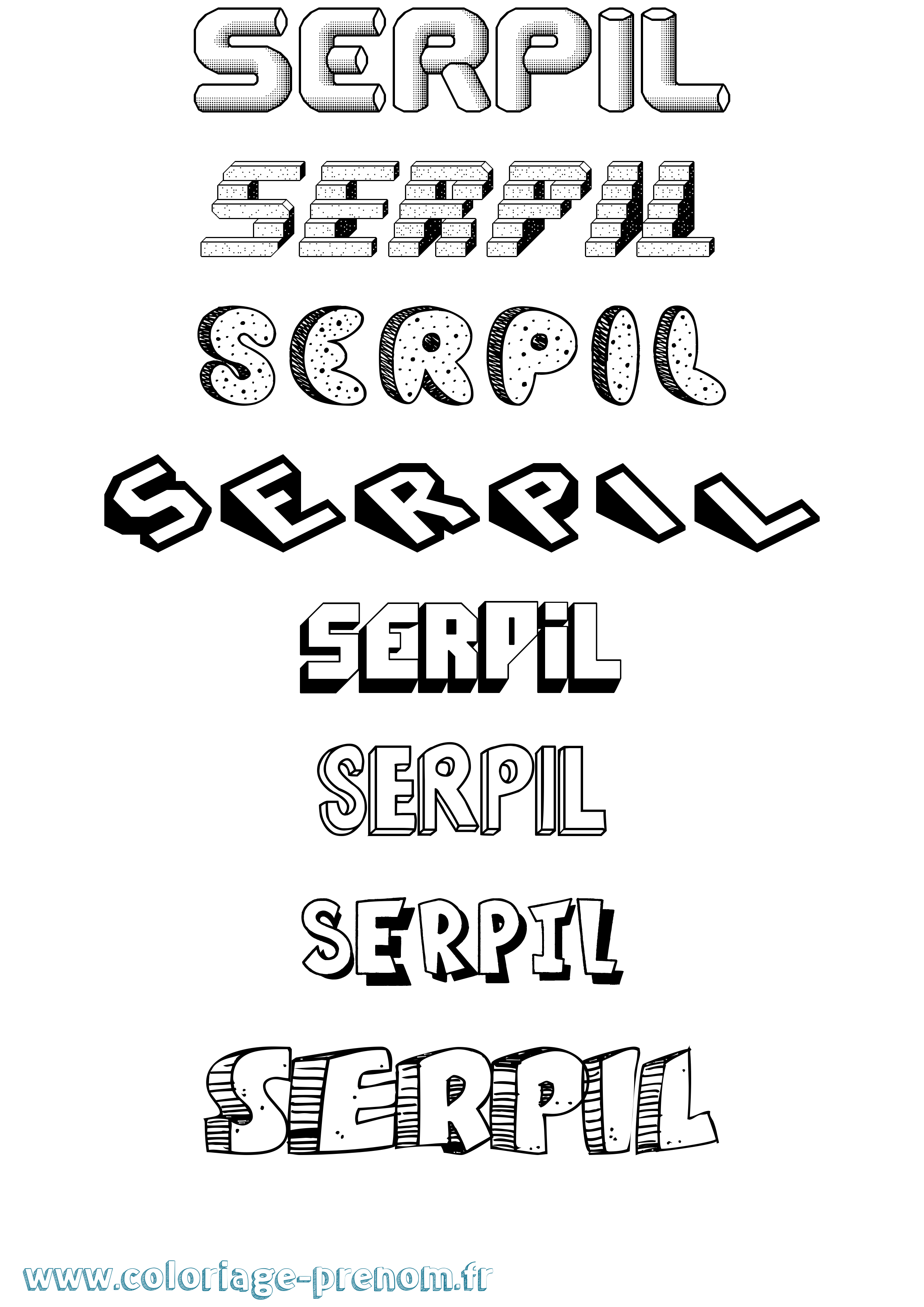 Coloriage Serpil Effet 3D Coloriage prénom Serpil Effet 3D