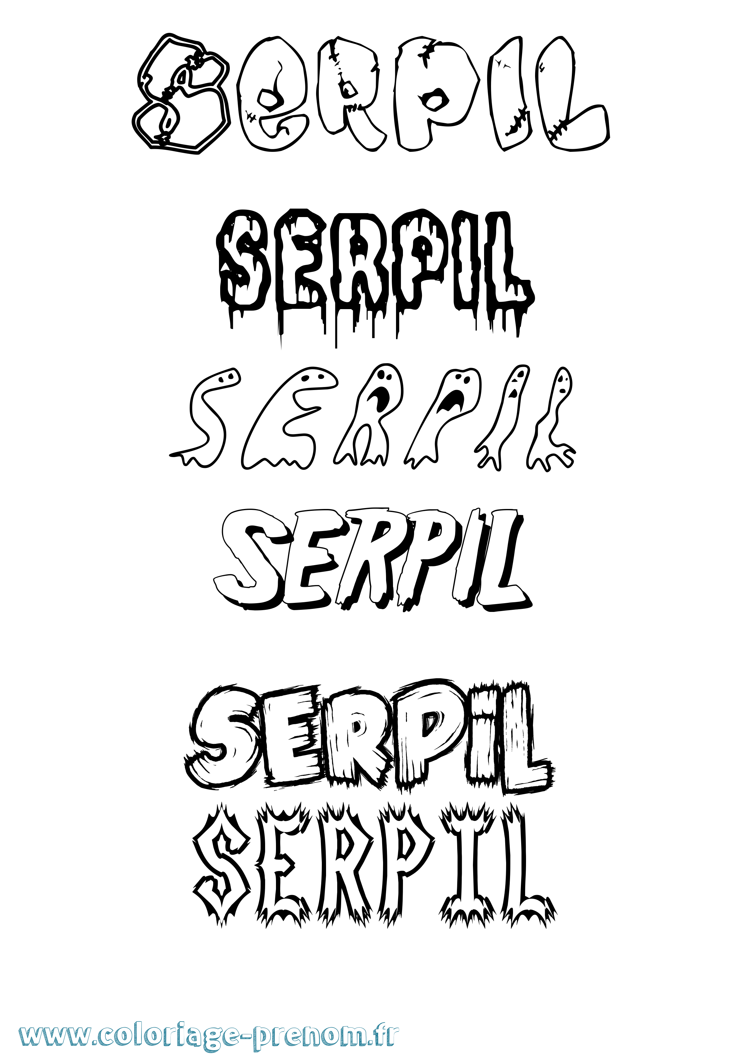 Coloriage Serpil Frisson Coloriage prénom Serpil Frisson