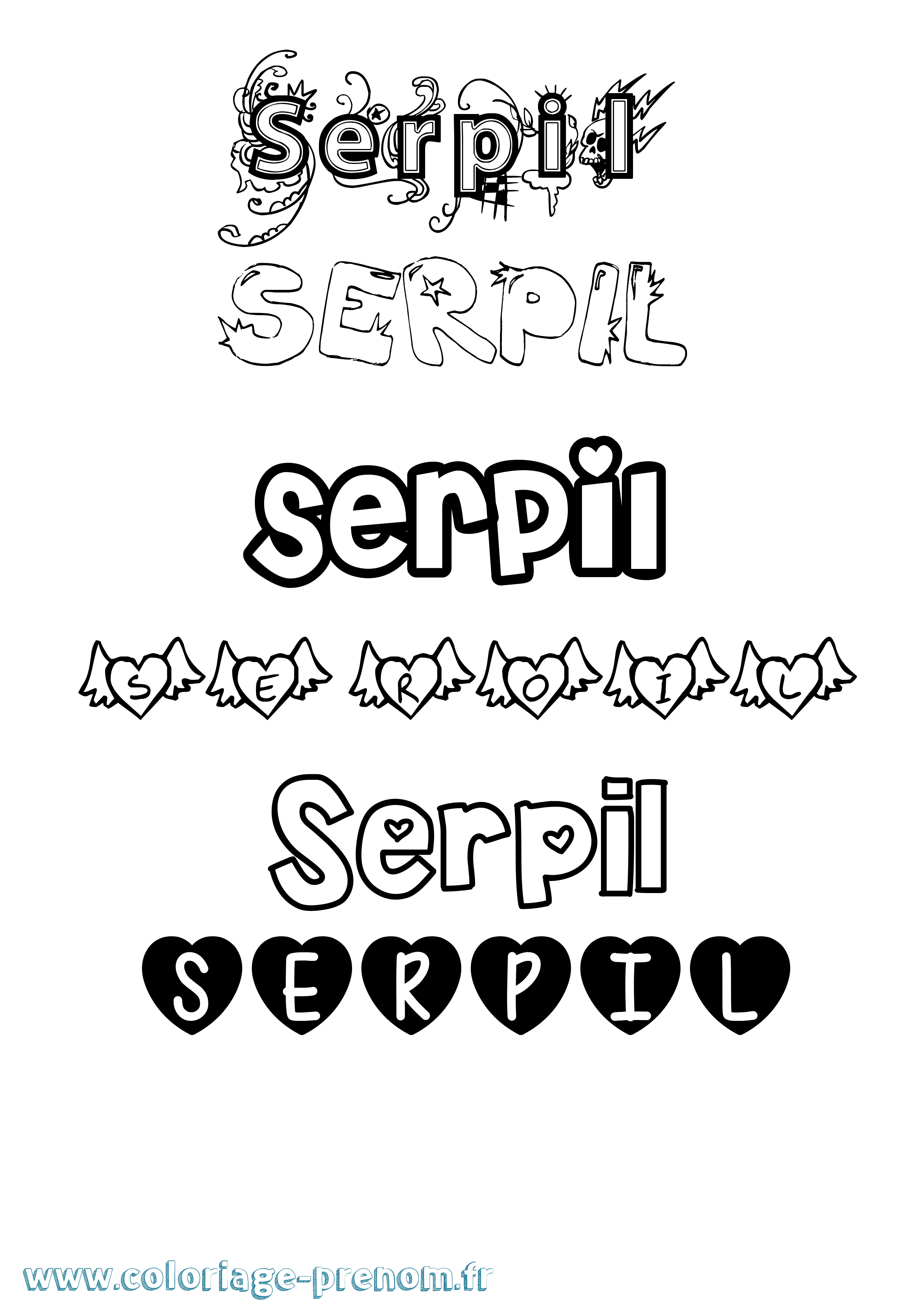 Coloriage Serpil Girly Coloriage prénom Serpil Girly
