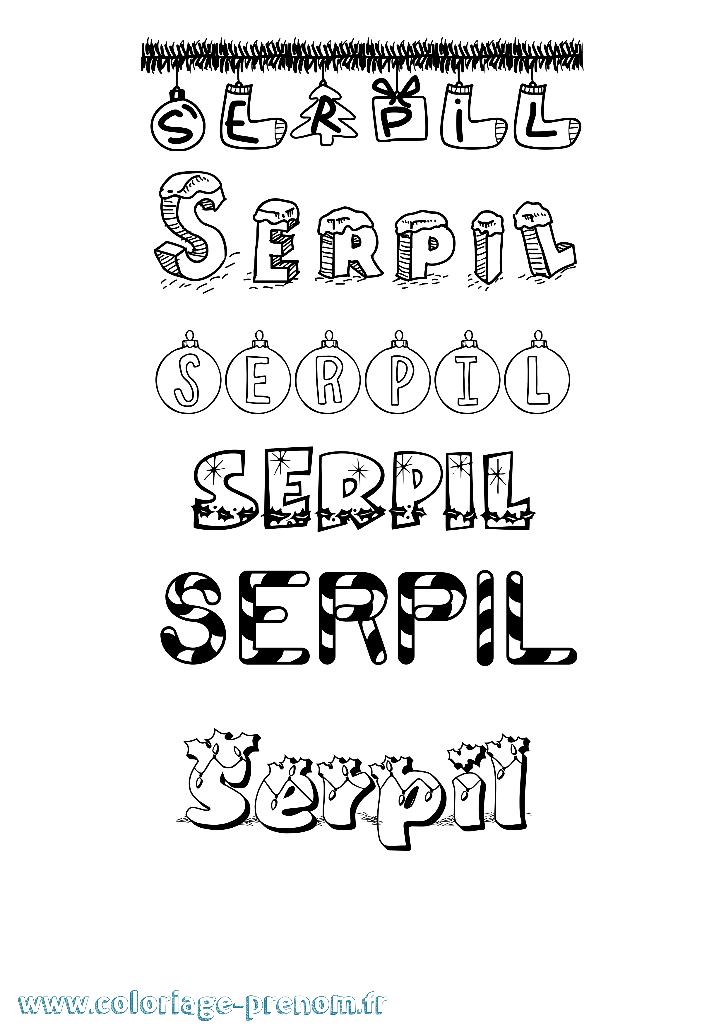 Coloriage Serpil Noël Coloriage prénom Serpil Noël