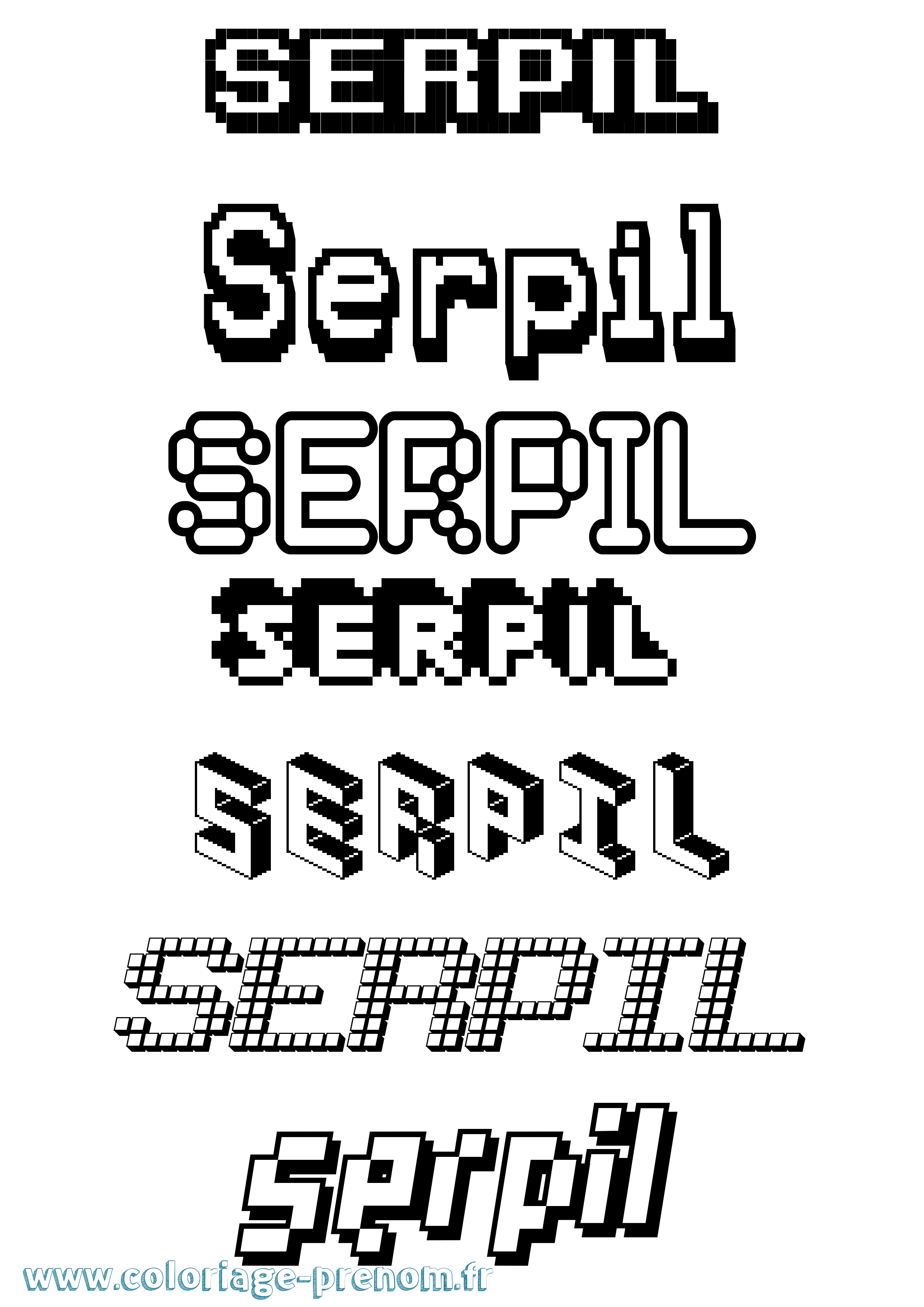 Coloriage Serpil Pixel Coloriage prénom Serpil Pixel