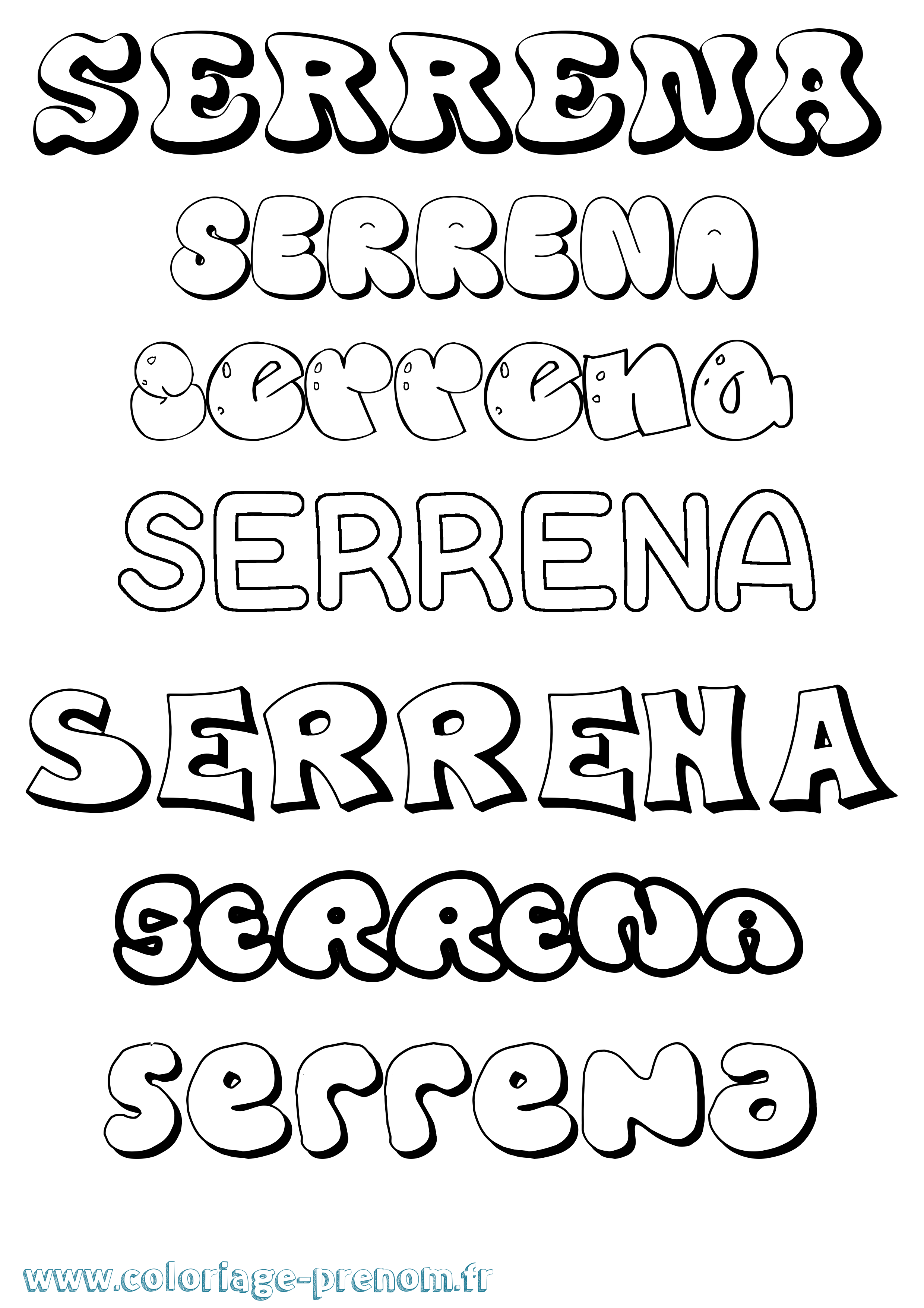 Coloriage Serrena Bubble Coloriage prénom Serrena Bubble