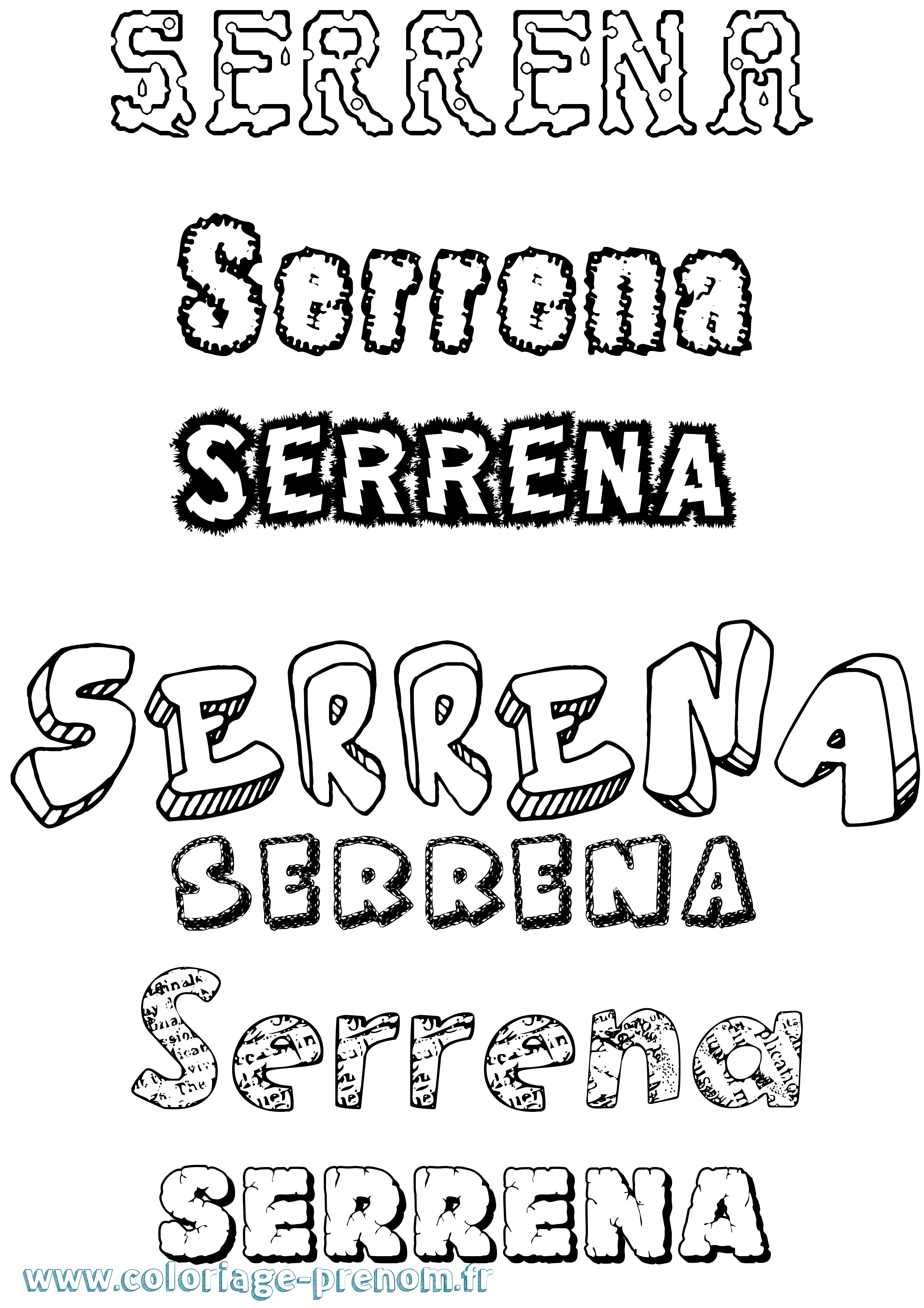 Coloriage Serrena Destructuré Coloriage prénom Serrena Destructuré