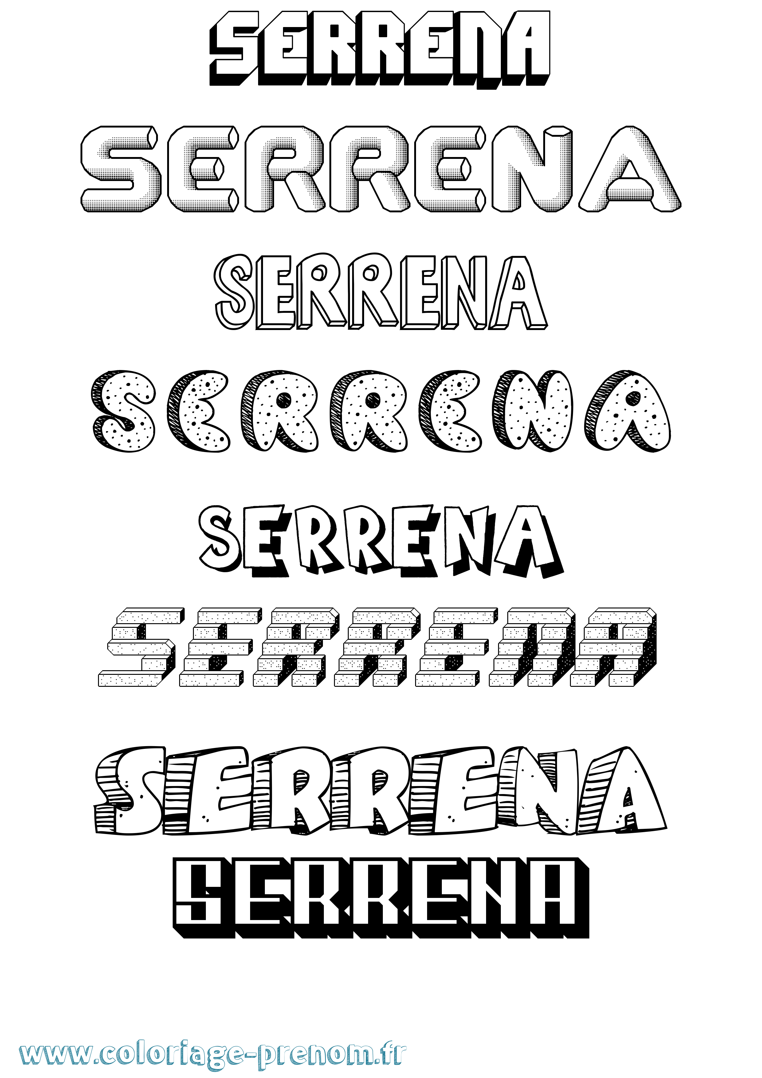 Coloriage Serrena Effet 3D Coloriage prénom Serrena Effet 3D
