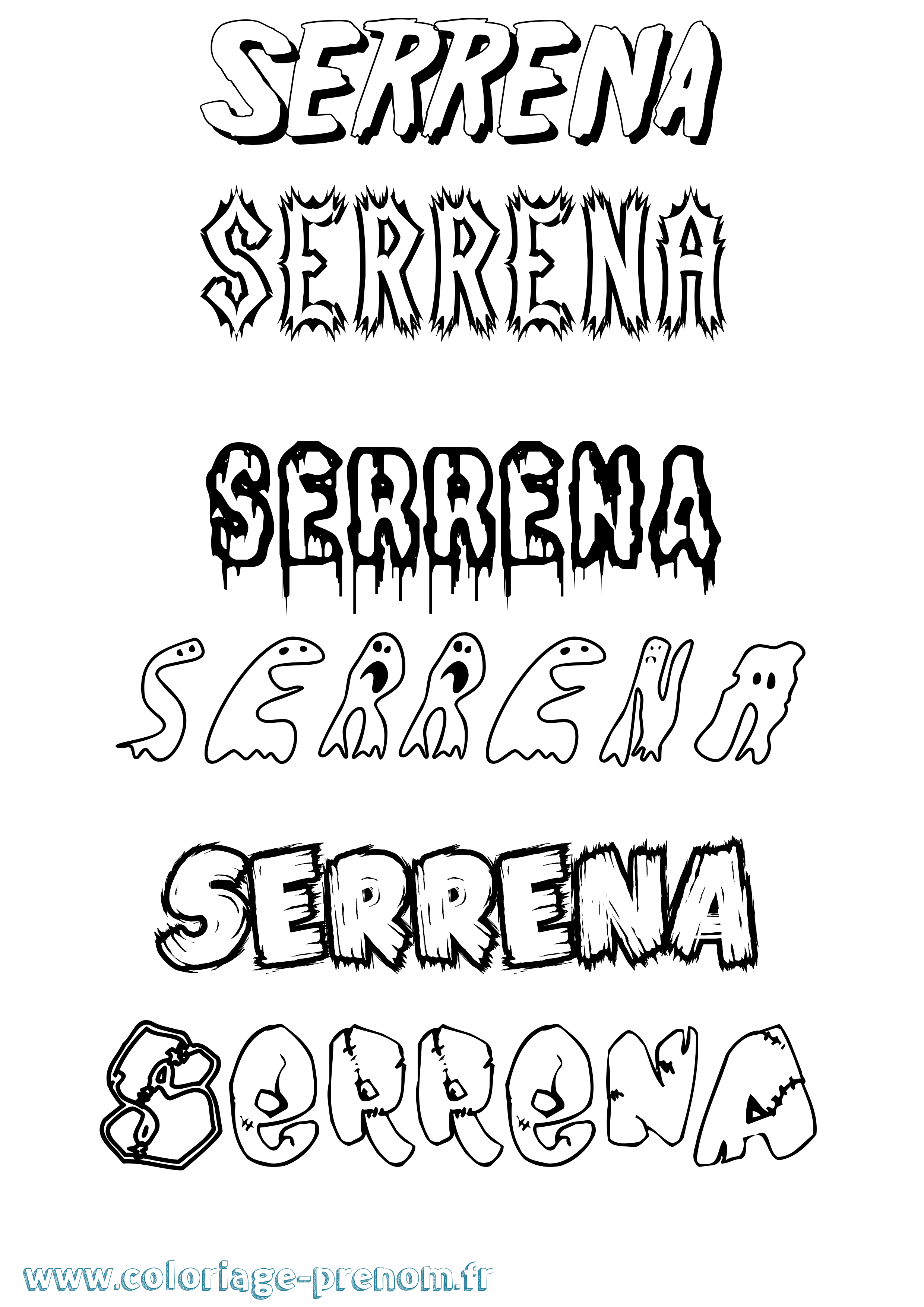 Coloriage Serrena Frisson Coloriage prénom Serrena Frisson