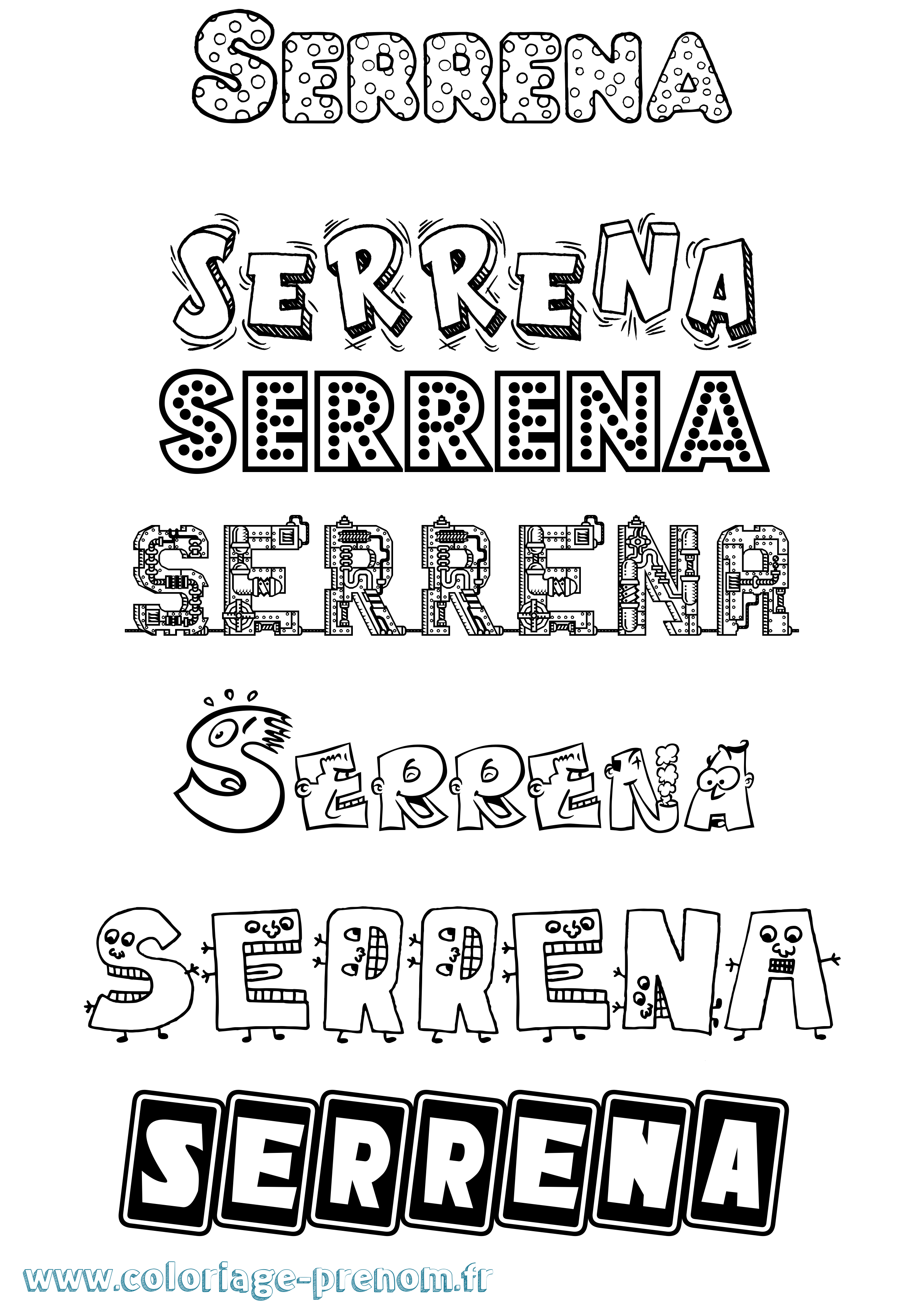 Coloriage Serrena Fun Coloriage prénom Serrena Fun