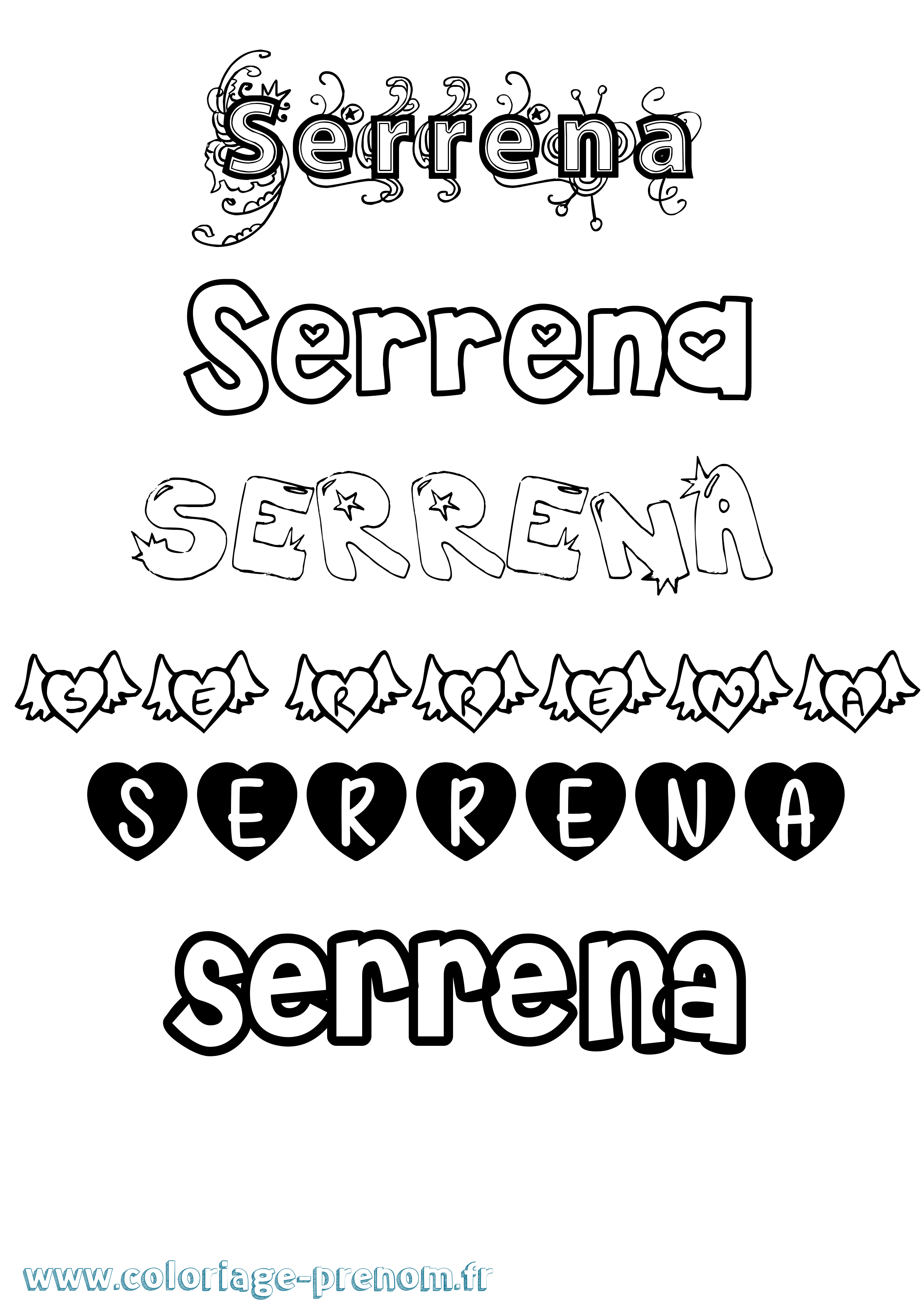 Coloriage Serrena Girly Coloriage prénom Serrena Girly