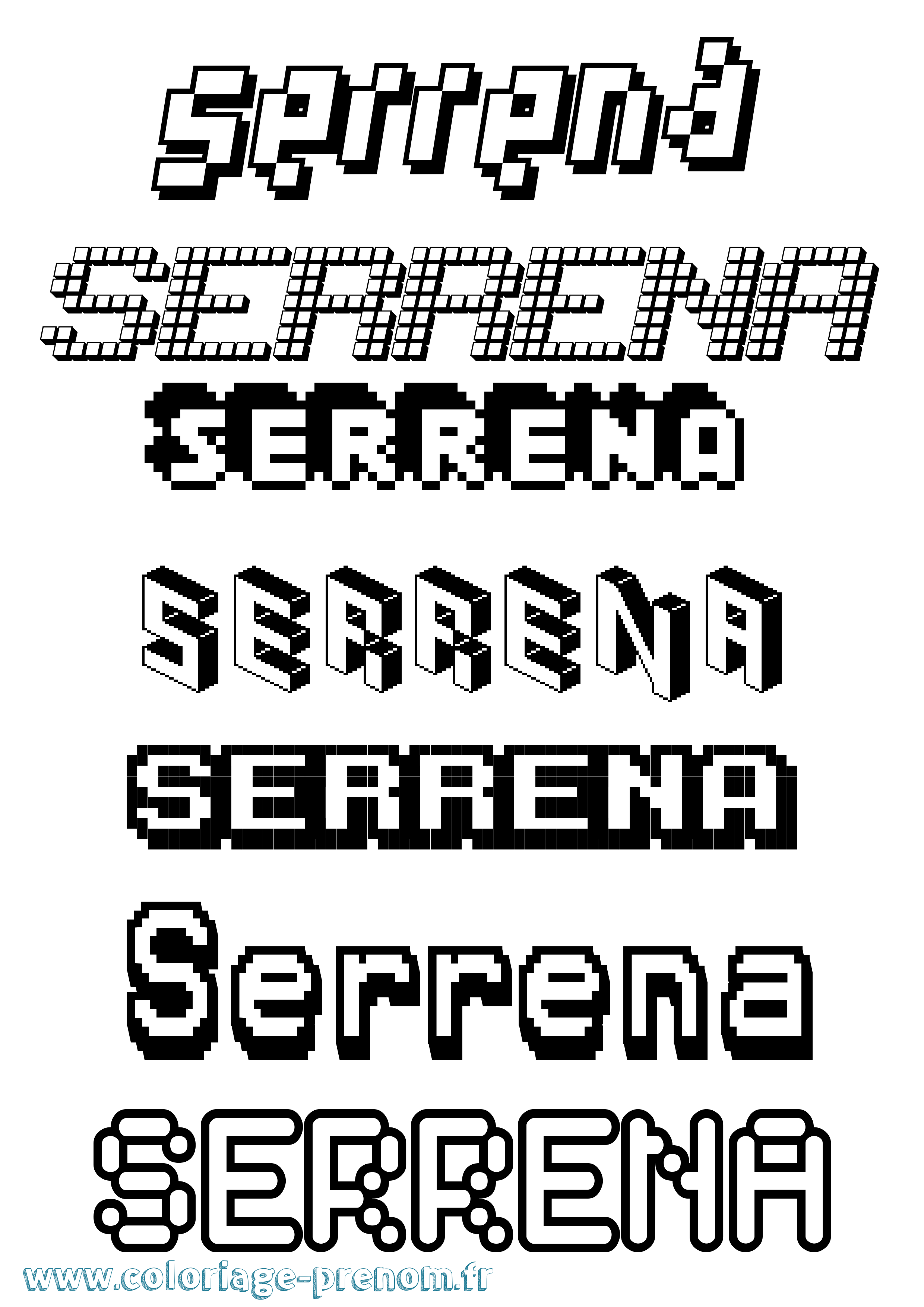 Coloriage Serrena Pixel Coloriage prénom Serrena Pixel