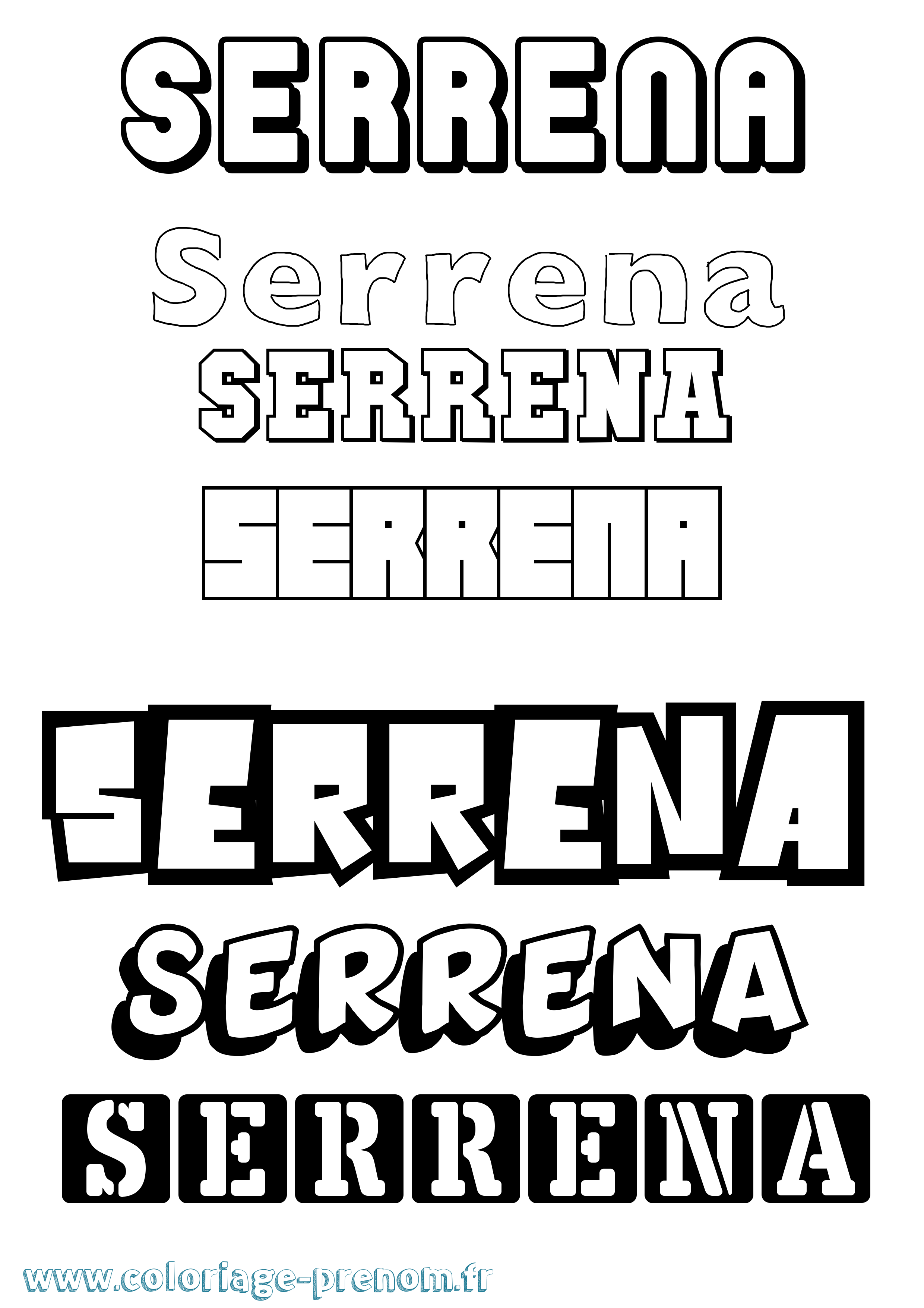 Coloriage Serrena Simple Coloriage prénom Serrena Simple