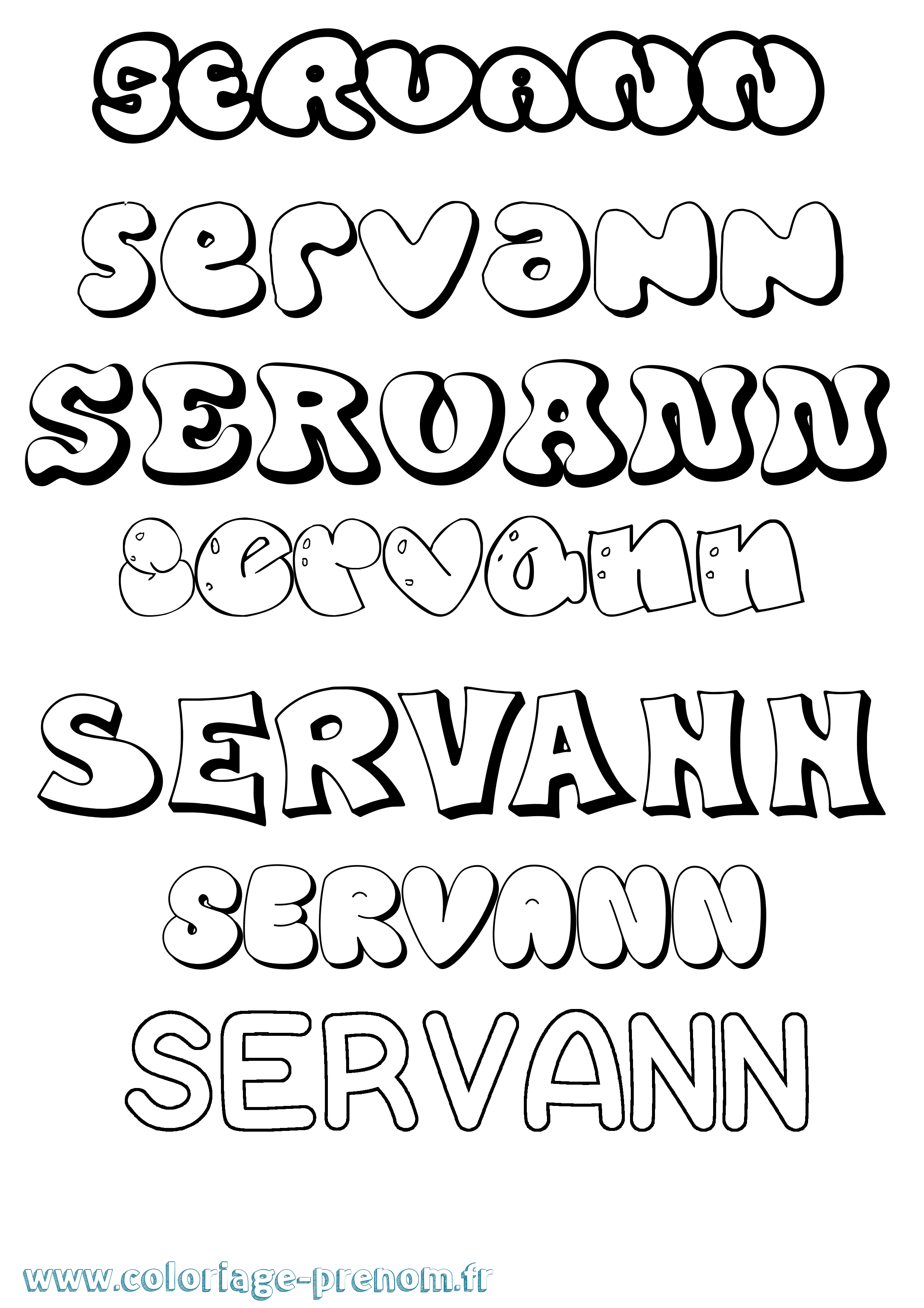 Coloriage Servann Bubble Coloriage prénom Servann Bubble