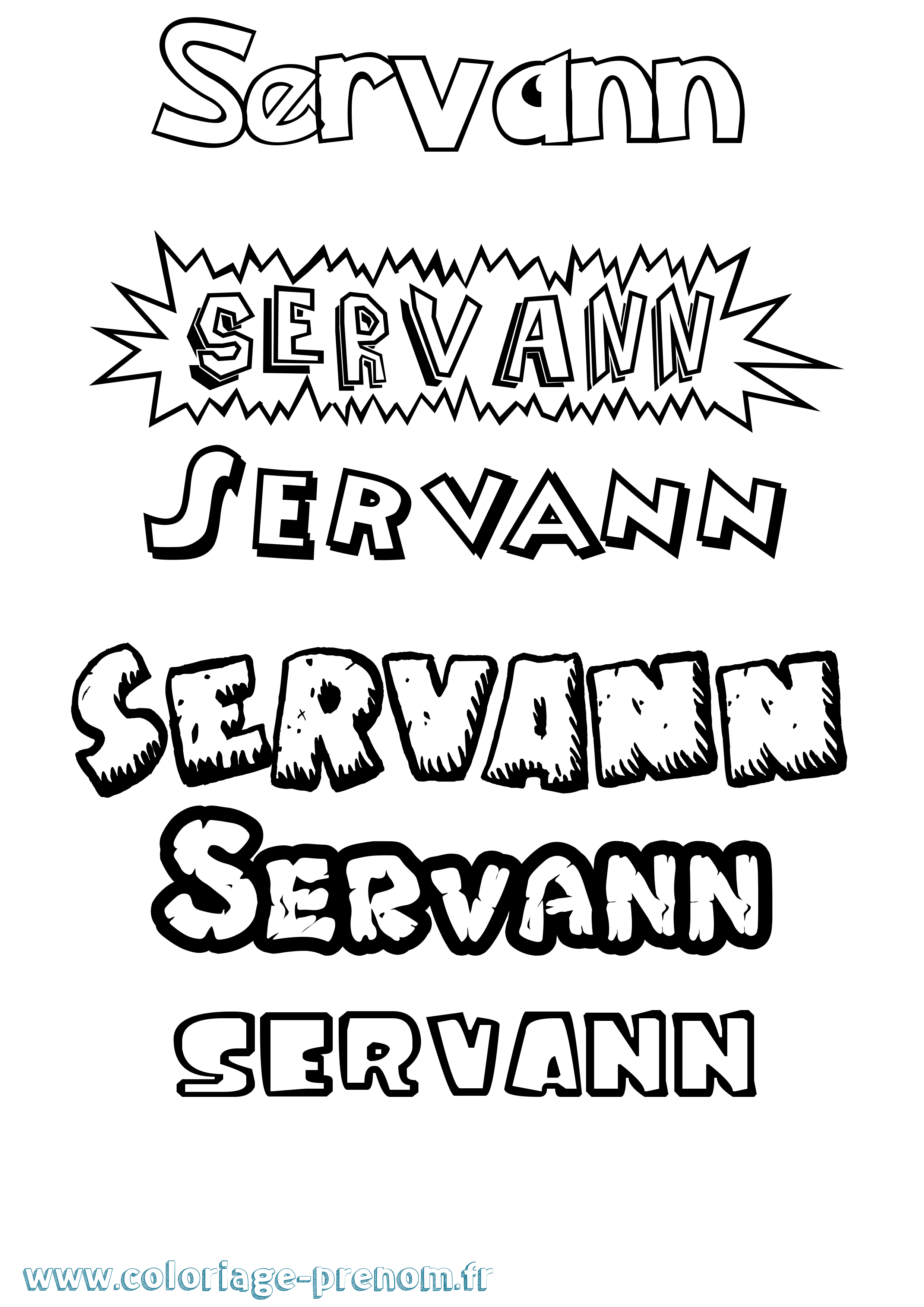 Coloriage Servann Dessin Animé Coloriage prénom Servann Dessin Animé