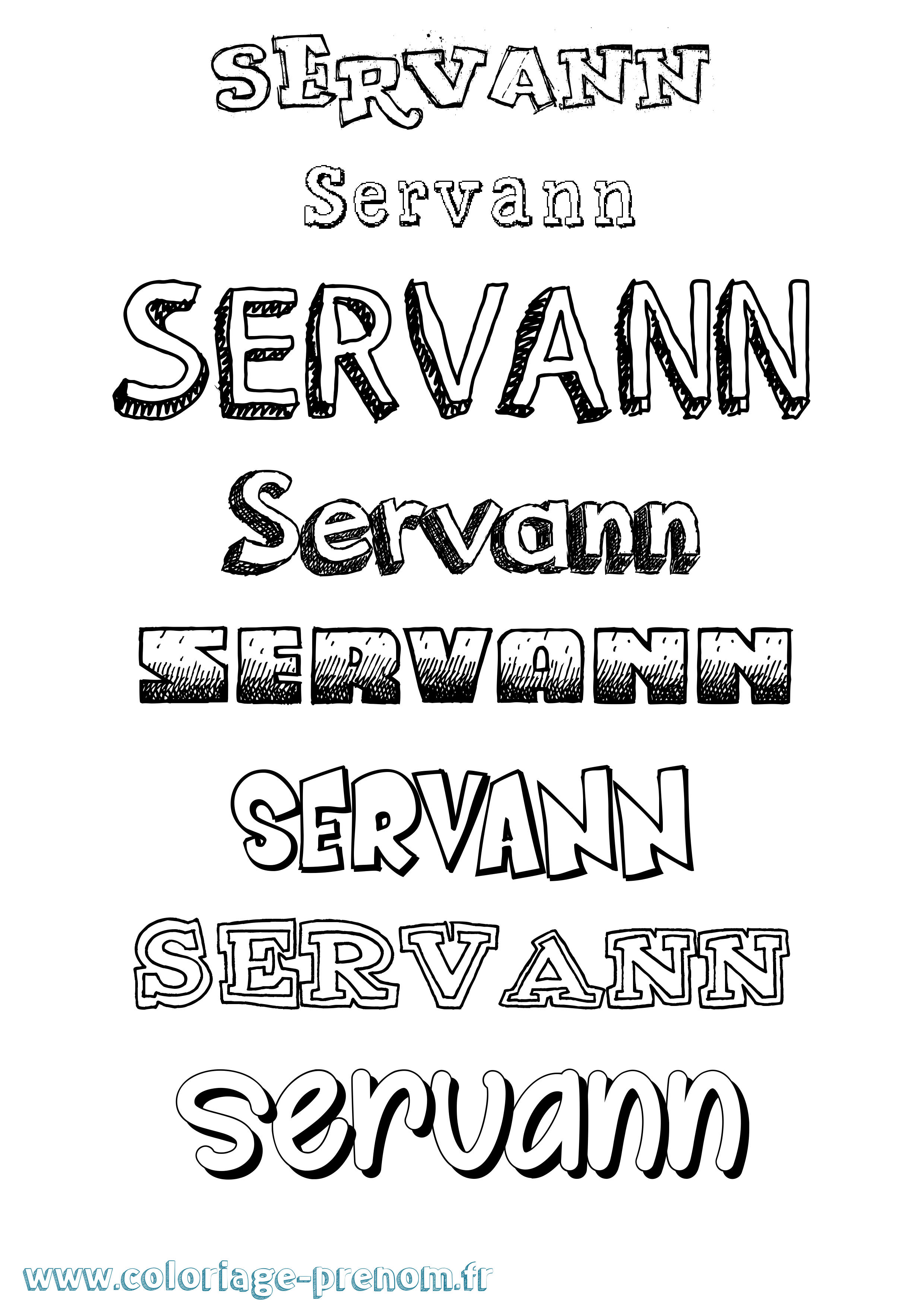 Coloriage Servann Dessiné Coloriage prénom Servann Dessiné