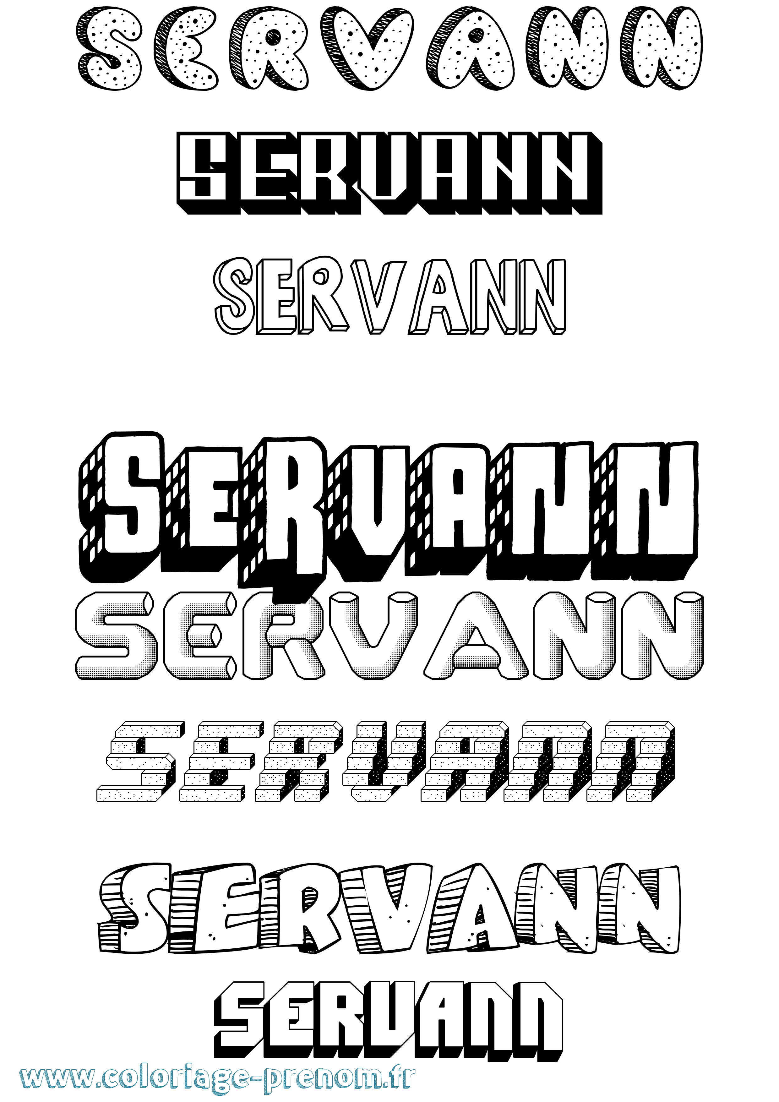 Coloriage Servann Effet 3D Coloriage prénom Servann Effet 3D