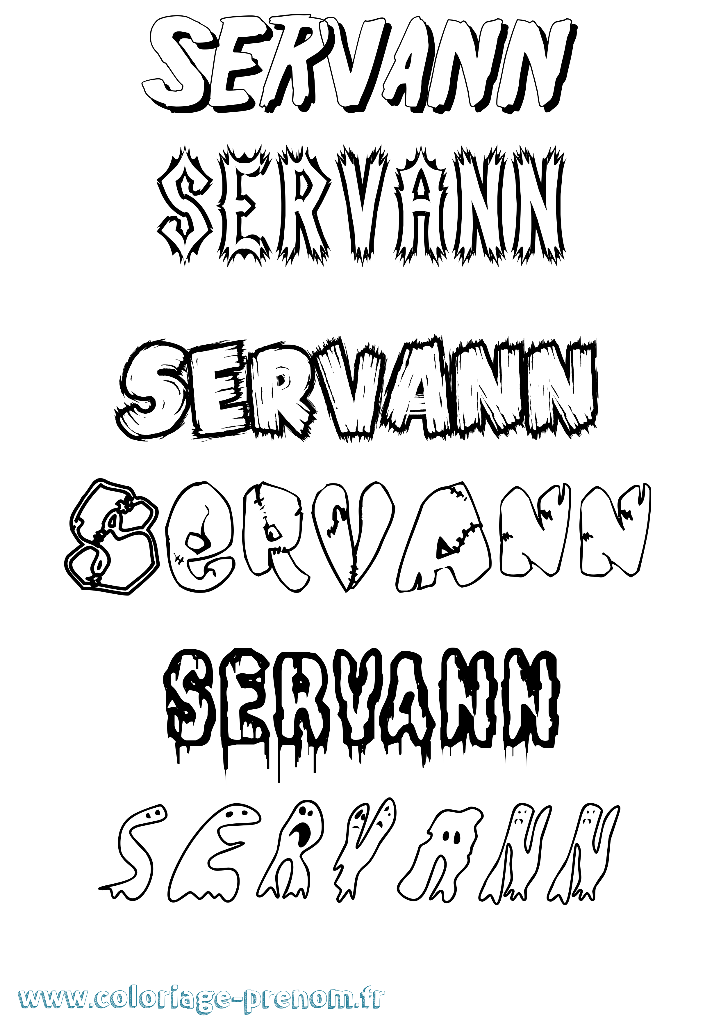 Coloriage Servann Frisson Coloriage prénom Servann Frisson