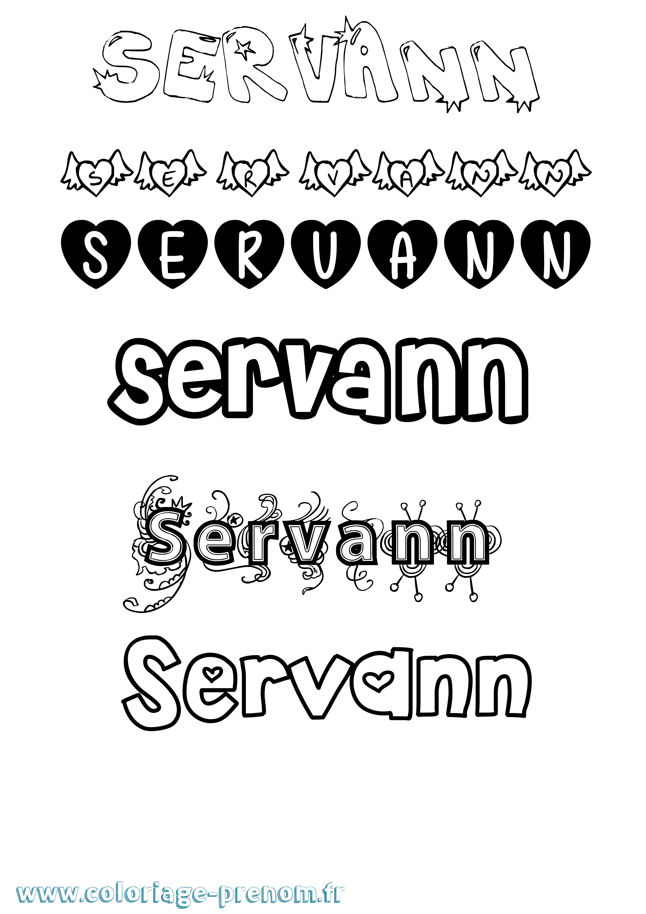 Coloriage Servann Girly Coloriage prénom Servann Girly