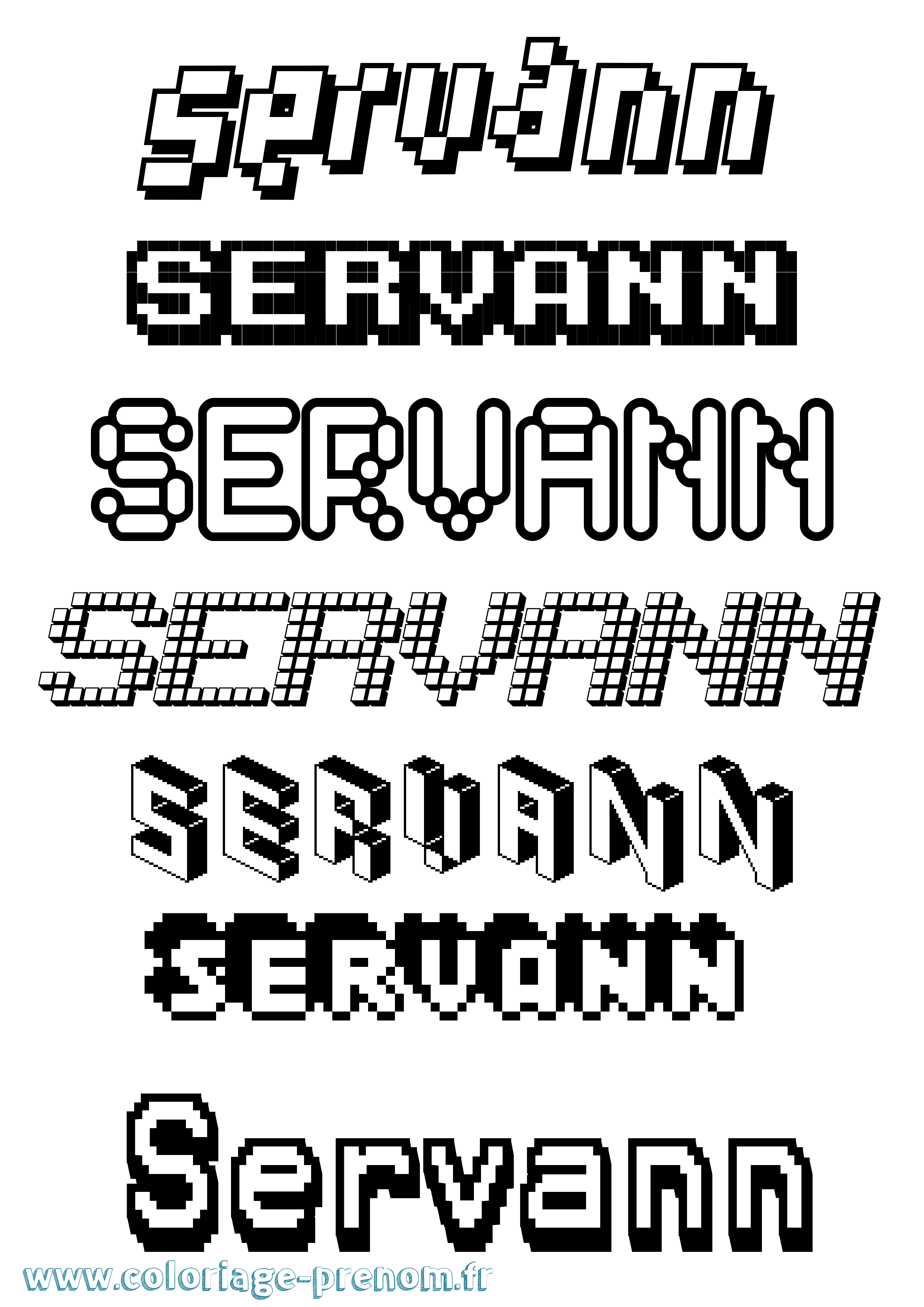 Coloriage Servann Pixel Coloriage prénom Servann Pixel