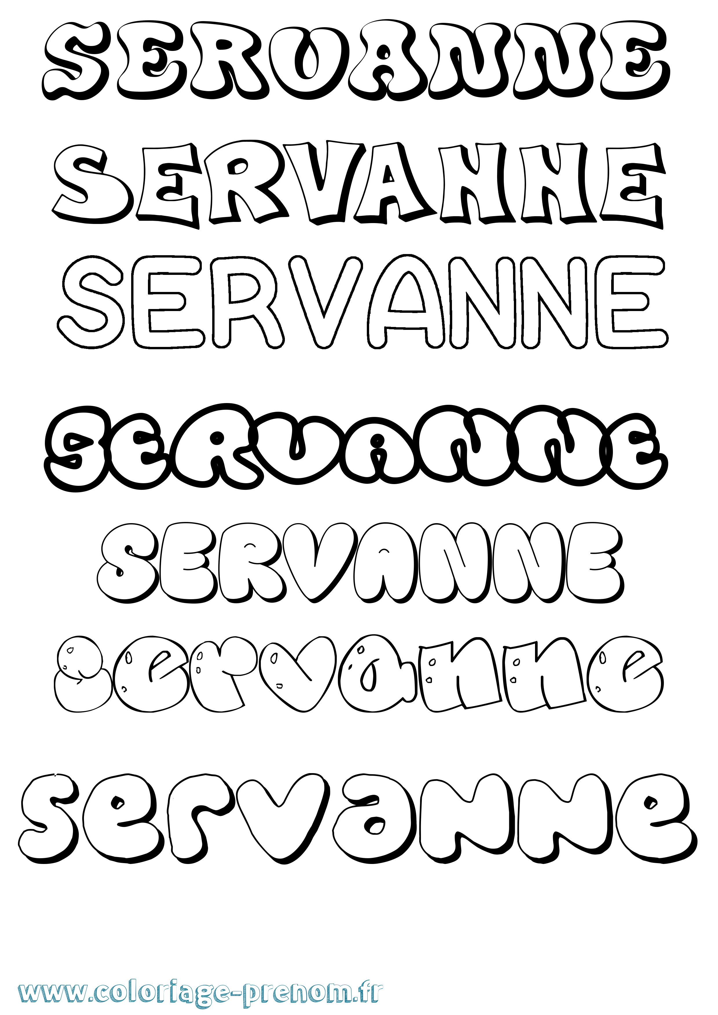 Coloriage Servanne Bubble Coloriage prénom Servanne Bubble