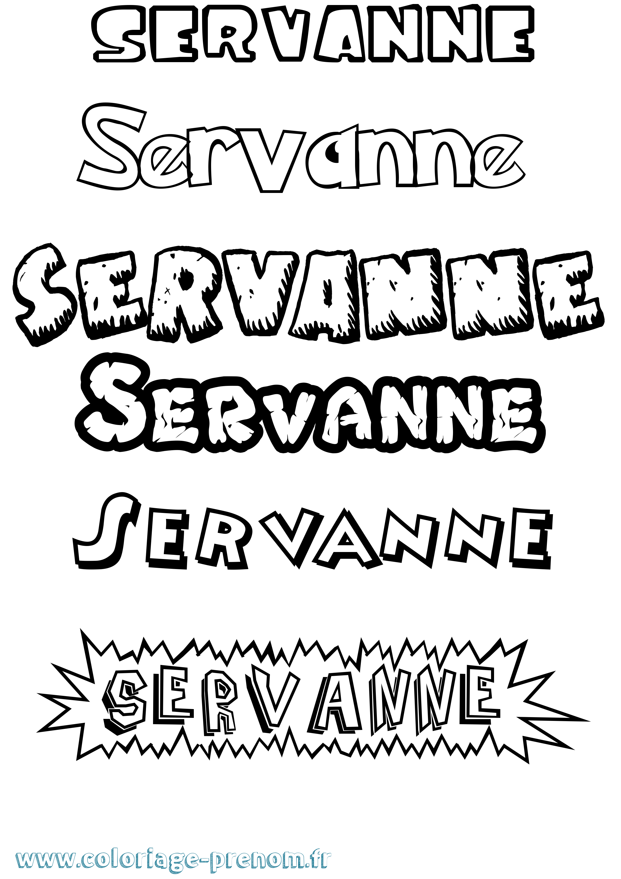 Coloriage Servanne Dessin Animé Coloriage prénom Servanne Dessin Animé