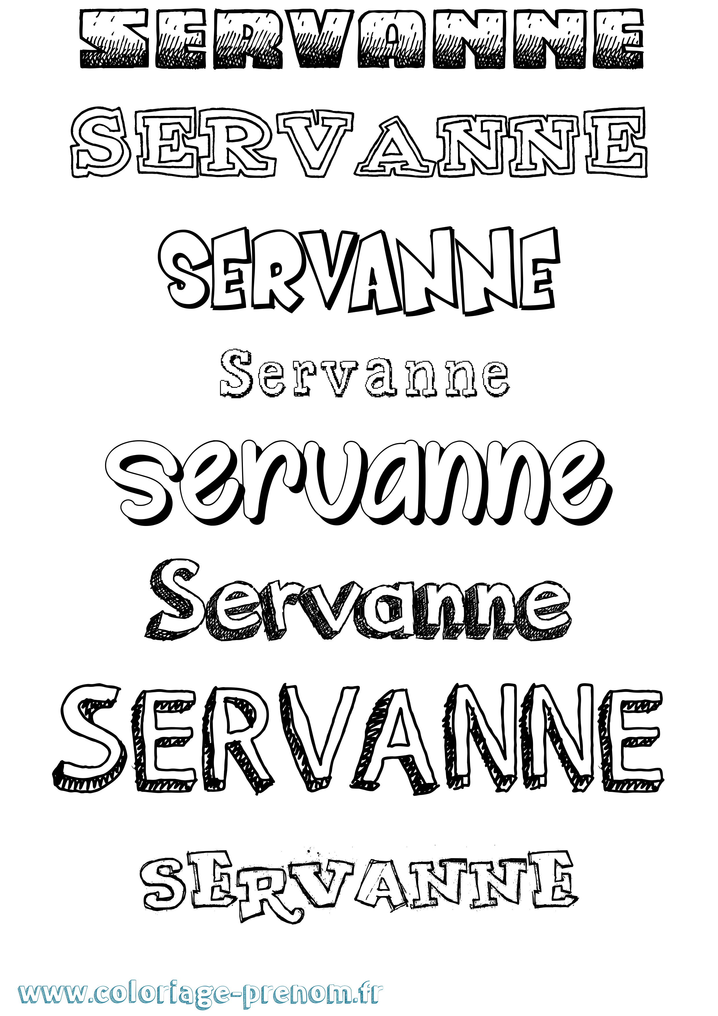 Coloriage Servanne Dessiné Coloriage prénom Servanne Dessiné