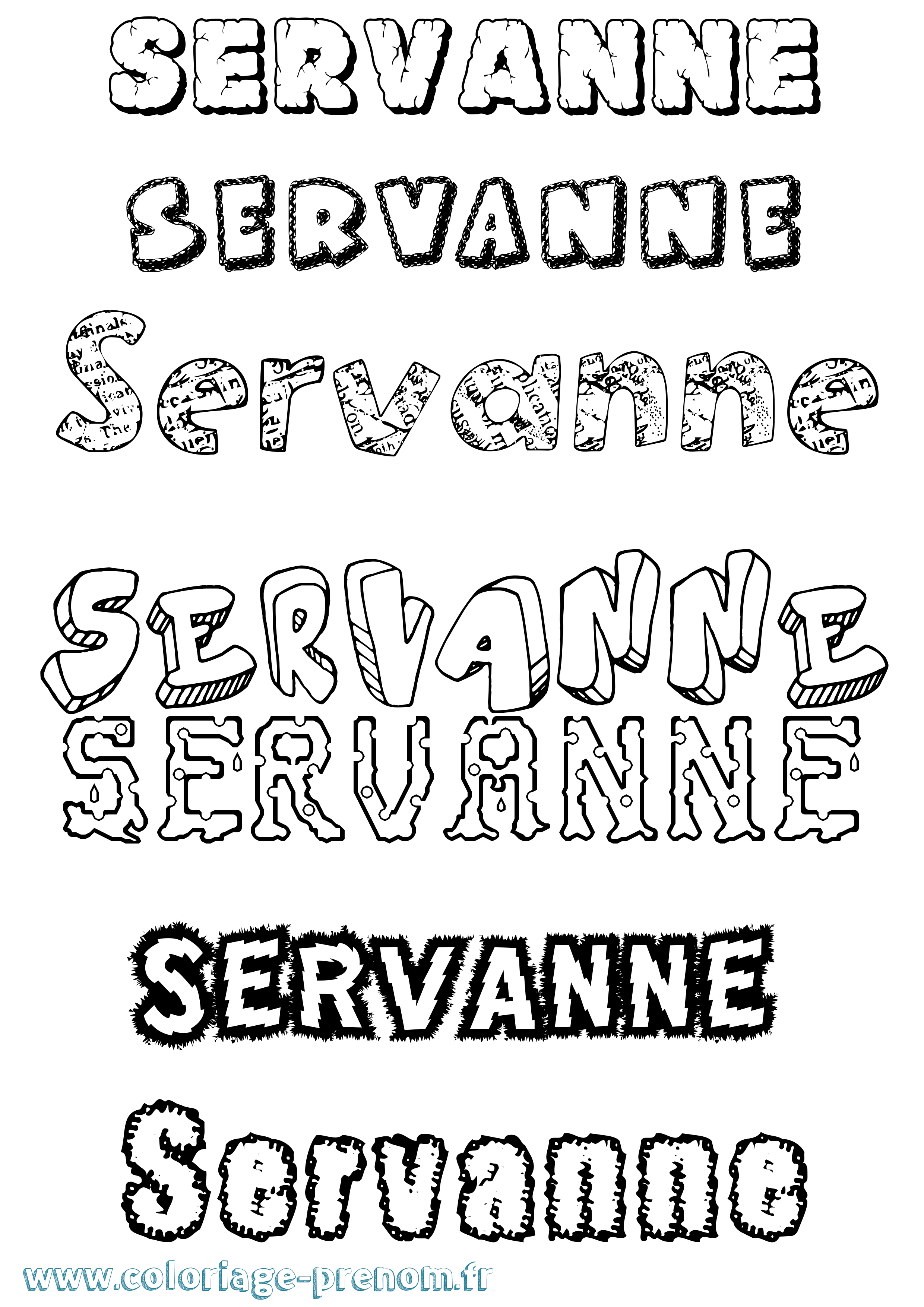 Coloriage Servanne Destructuré Coloriage prénom Servanne Destructuré
