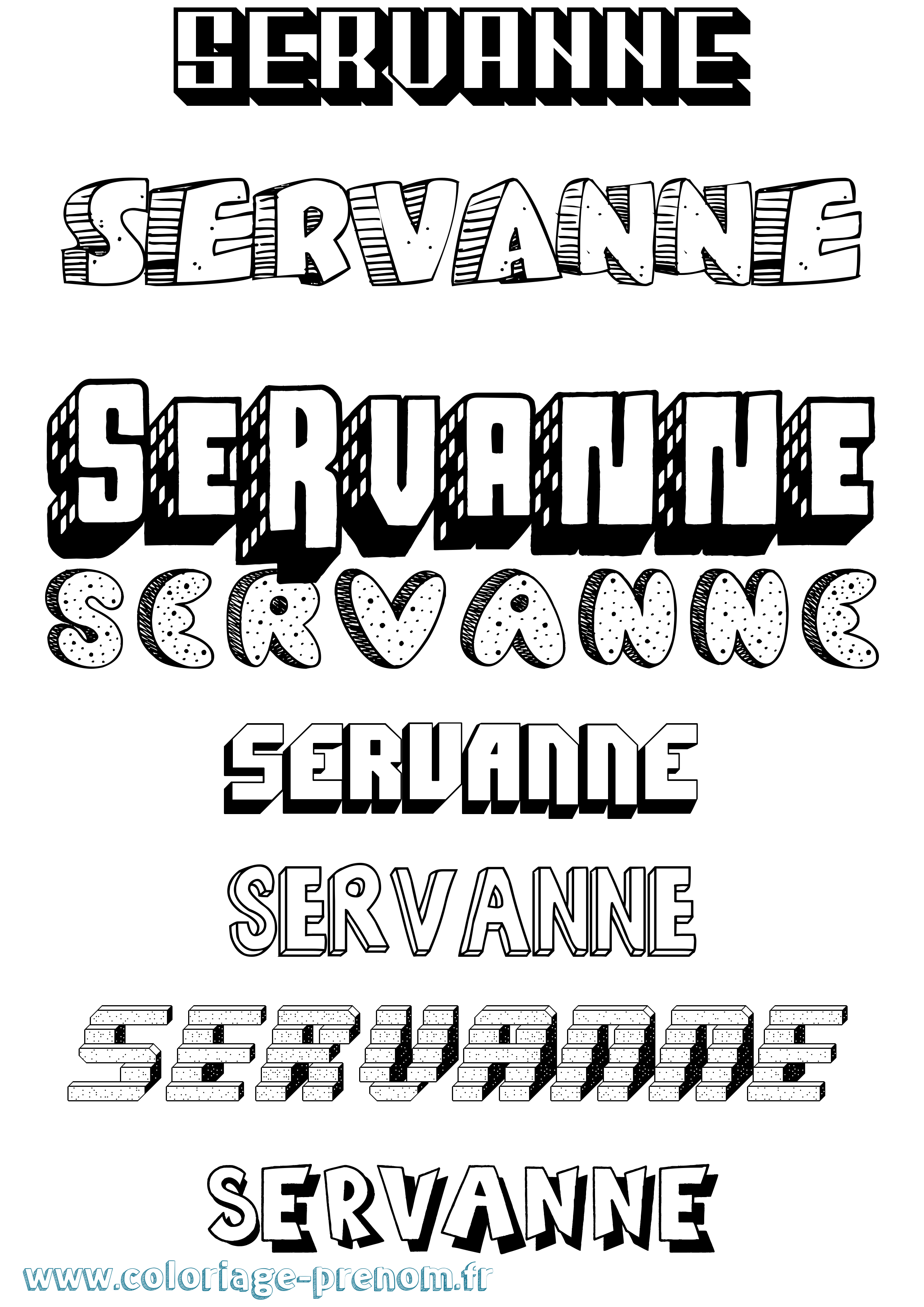 Coloriage Servanne Effet 3D Coloriage prénom Servanne Effet 3D