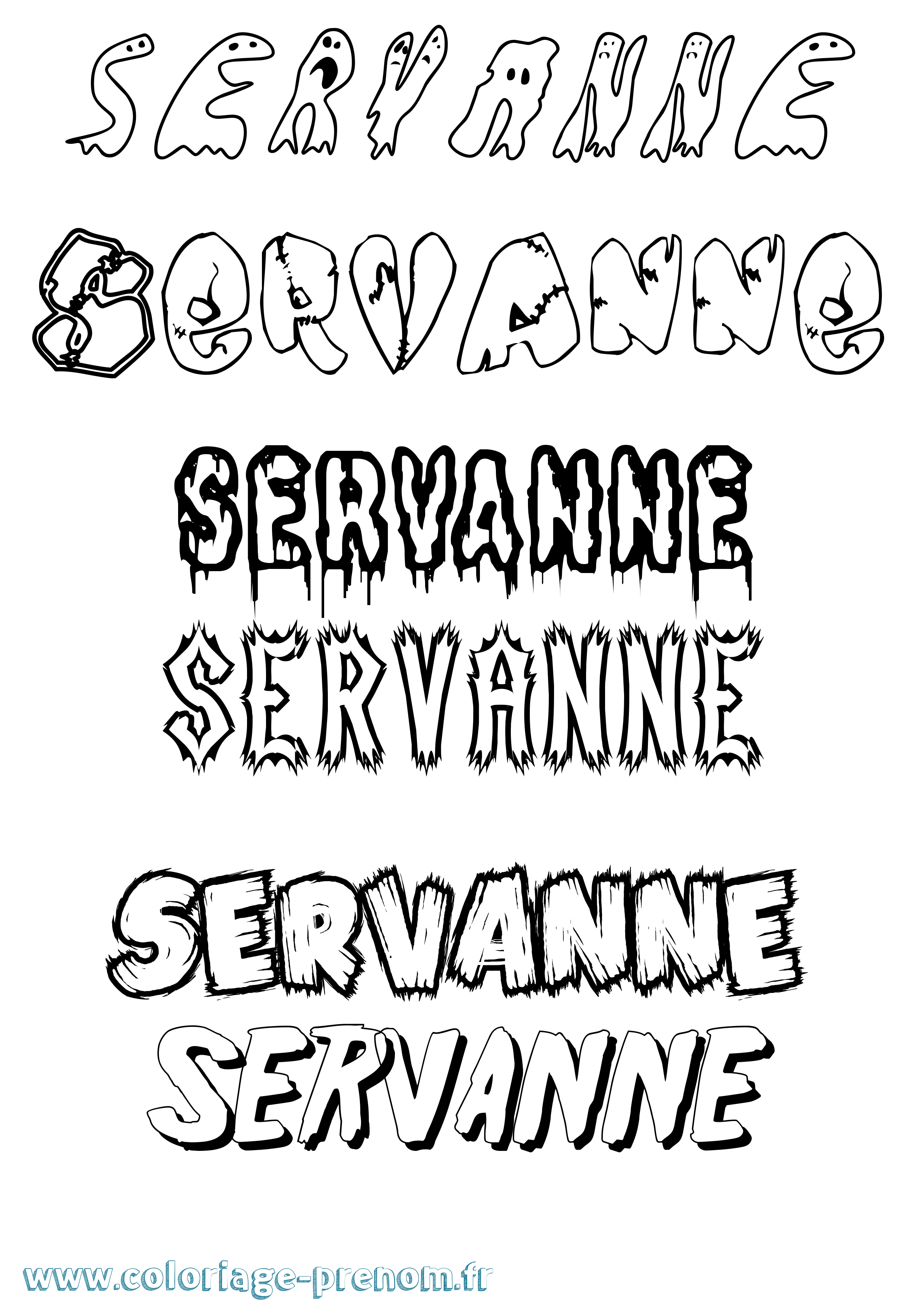 Coloriage Servanne Frisson Coloriage prénom Servanne Frisson