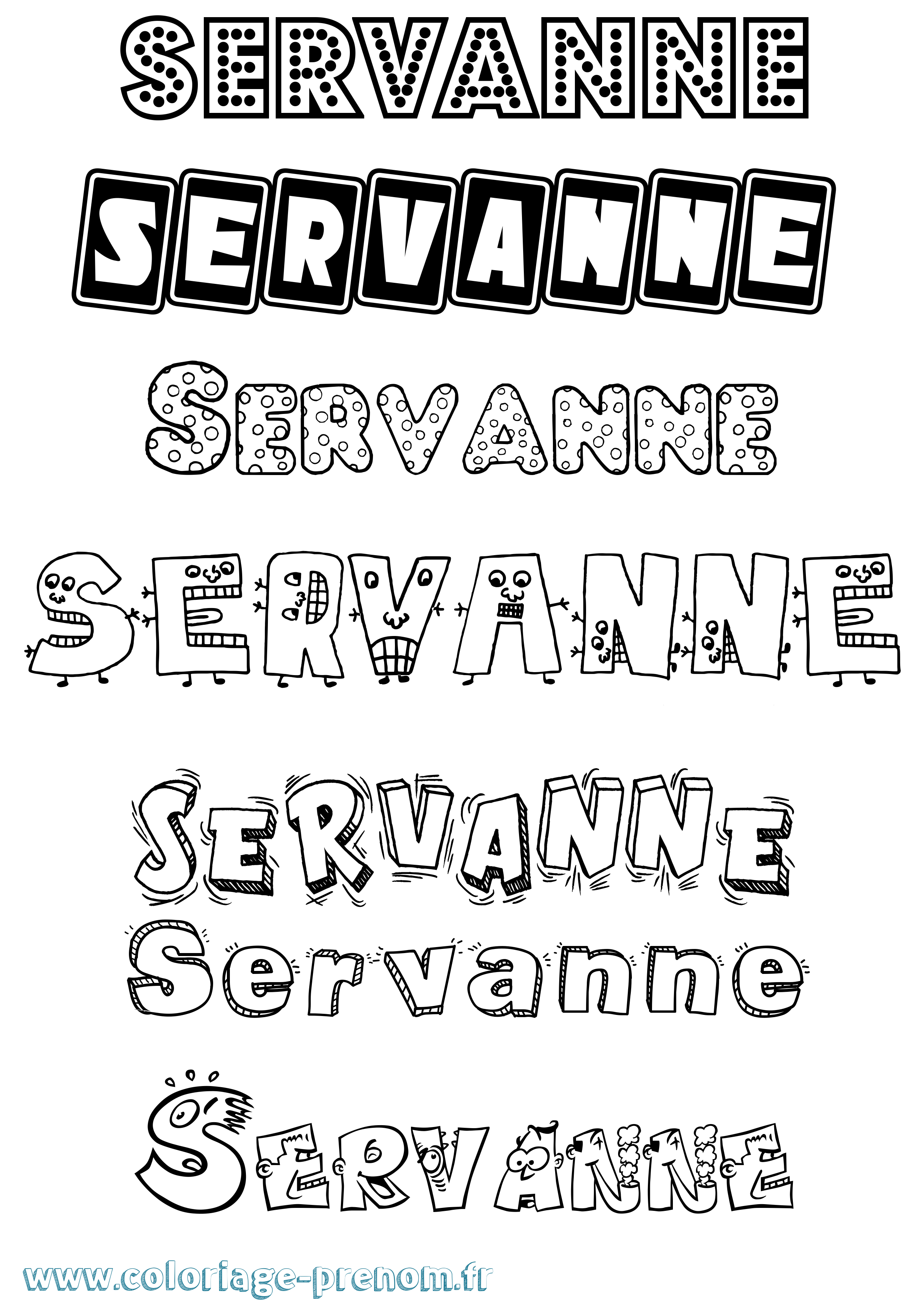 Coloriage Servanne Fun Coloriage prénom Servanne Fun