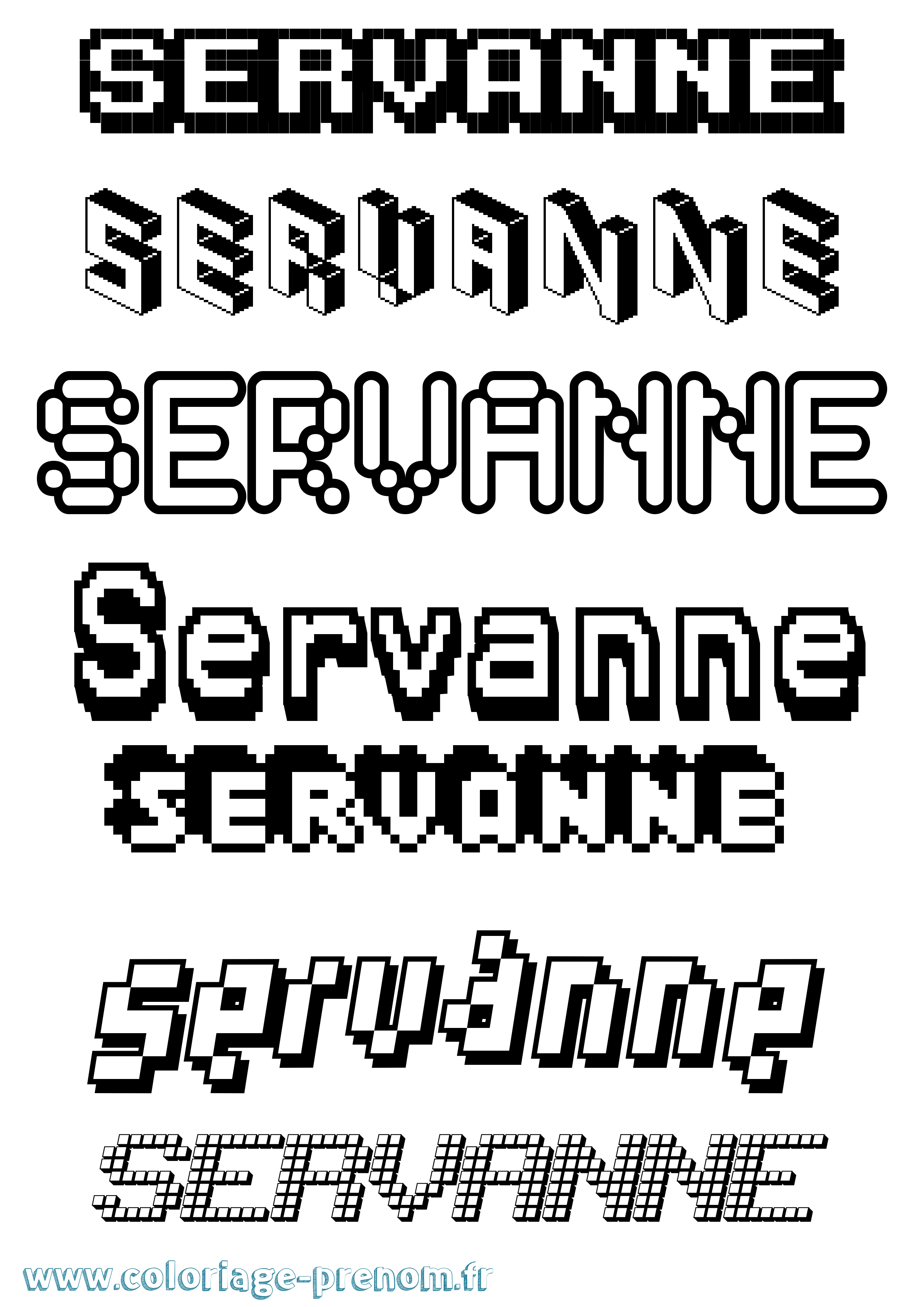 Coloriage Servanne Pixel Coloriage prénom Servanne Pixel