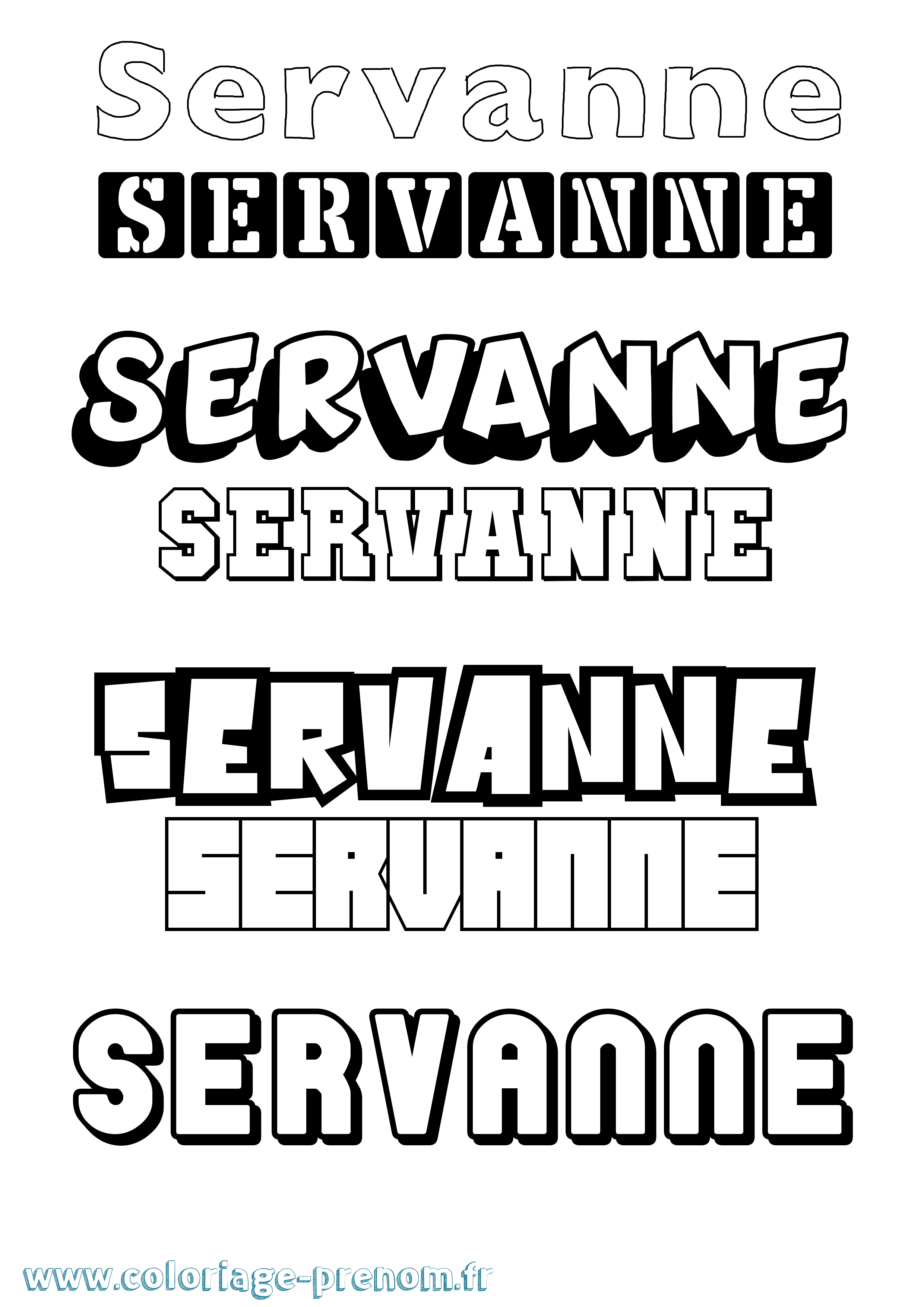 Coloriage Servanne Simple Coloriage prénom Servanne Simple