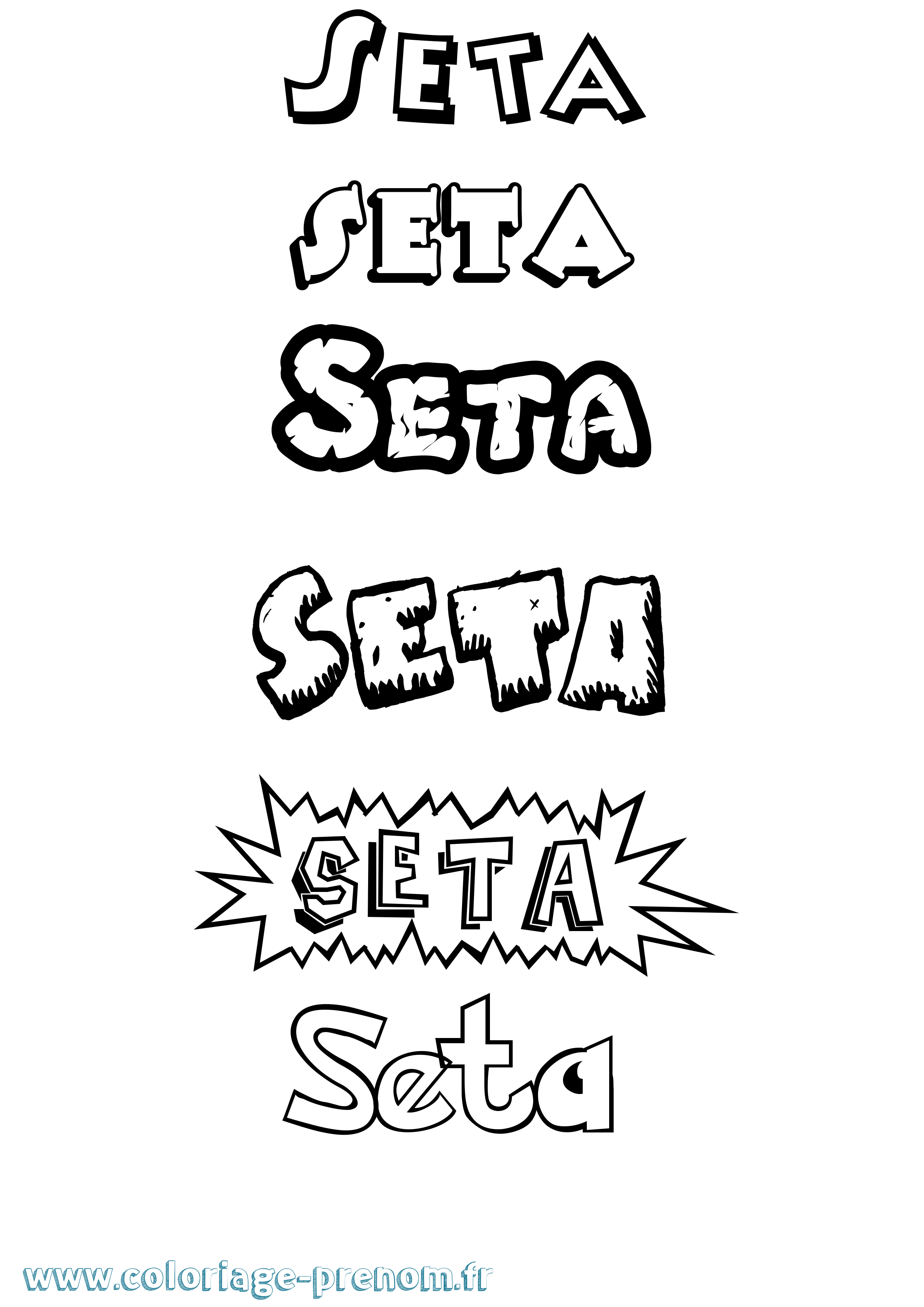 Coloriage Seta Dessin Animé Coloriage prénom Seta Dessin Animé