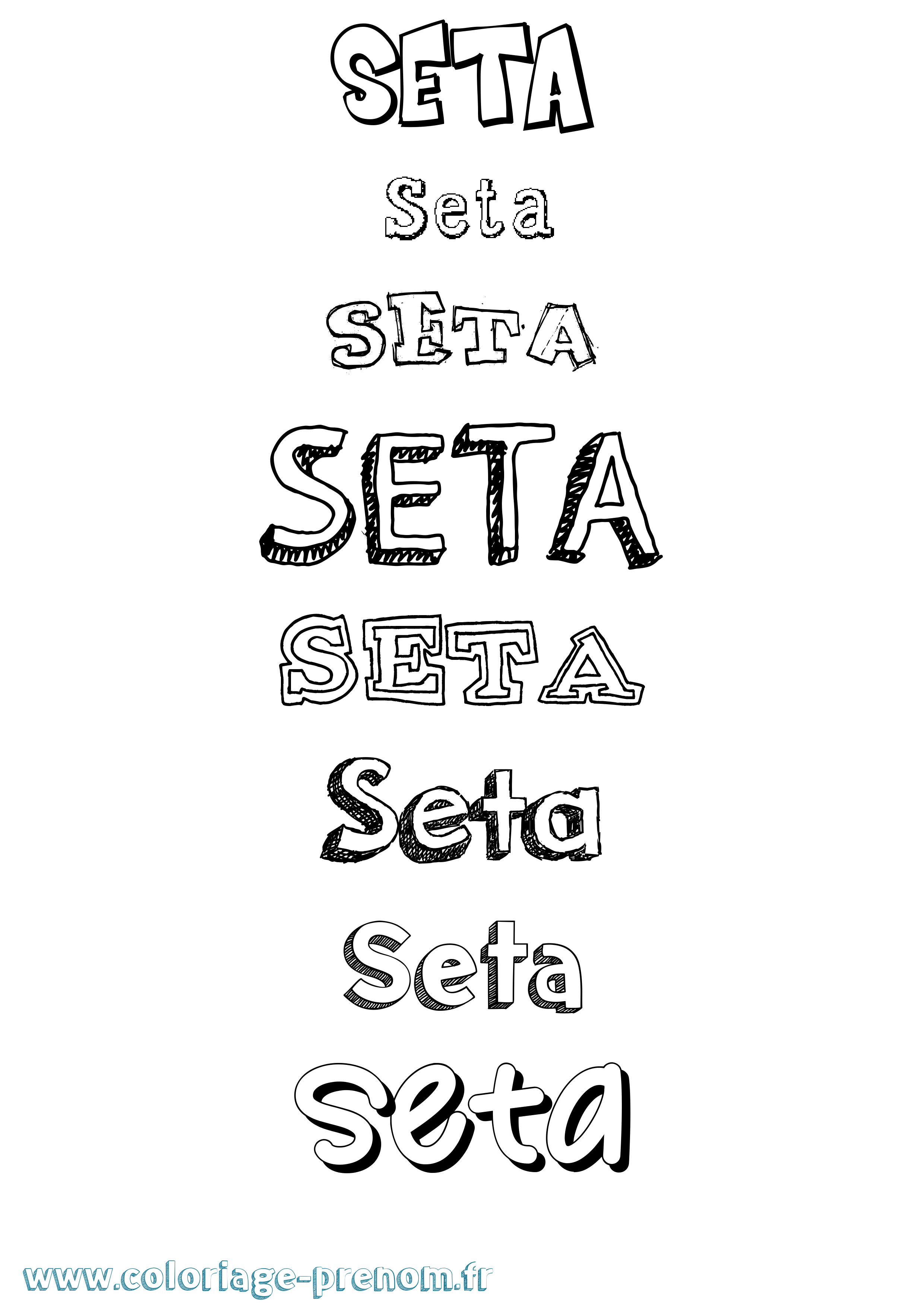 Coloriage Seta Dessiné Coloriage prénom Seta Dessiné
