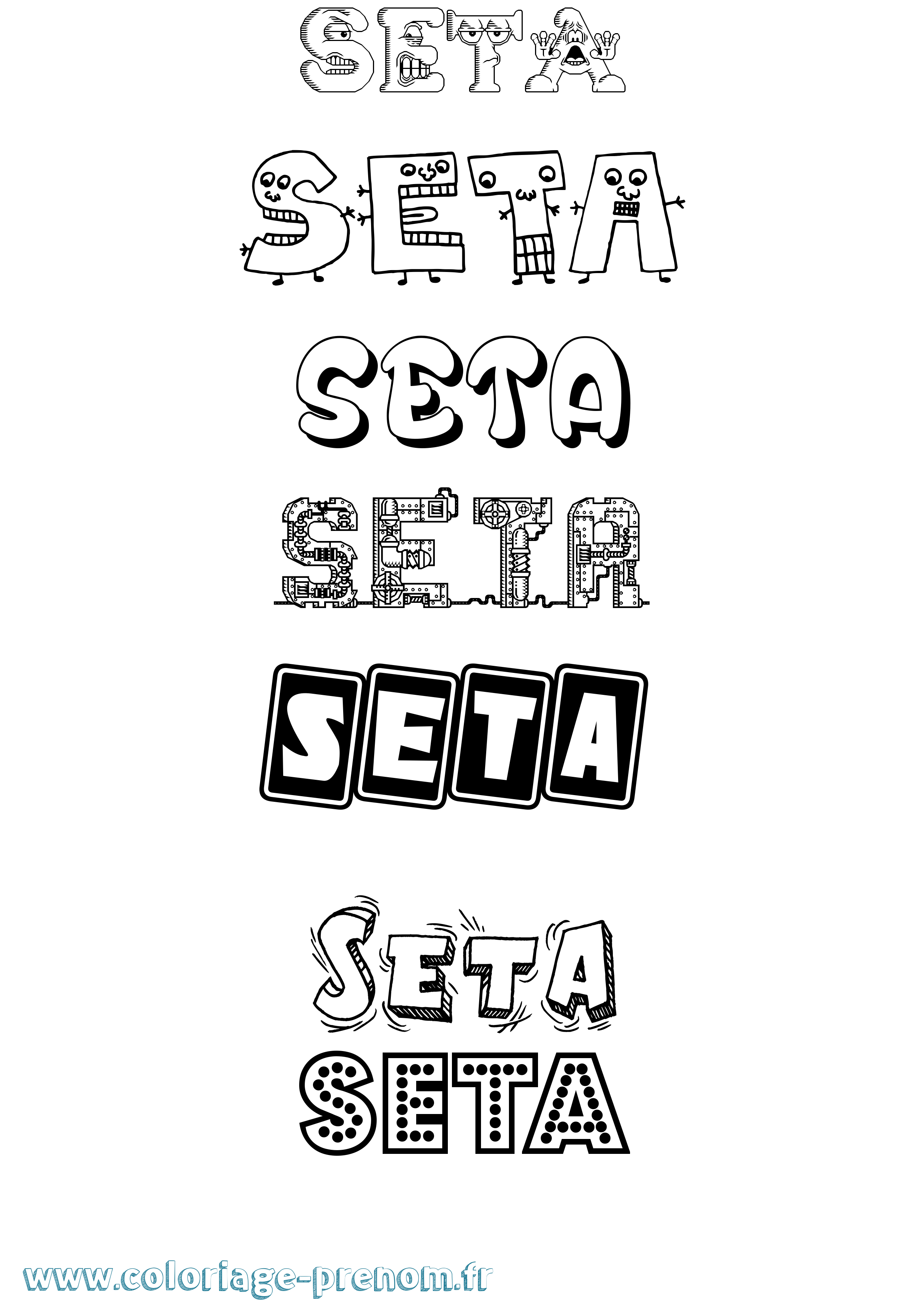 Coloriage Seta Fun Coloriage prénom Seta Fun