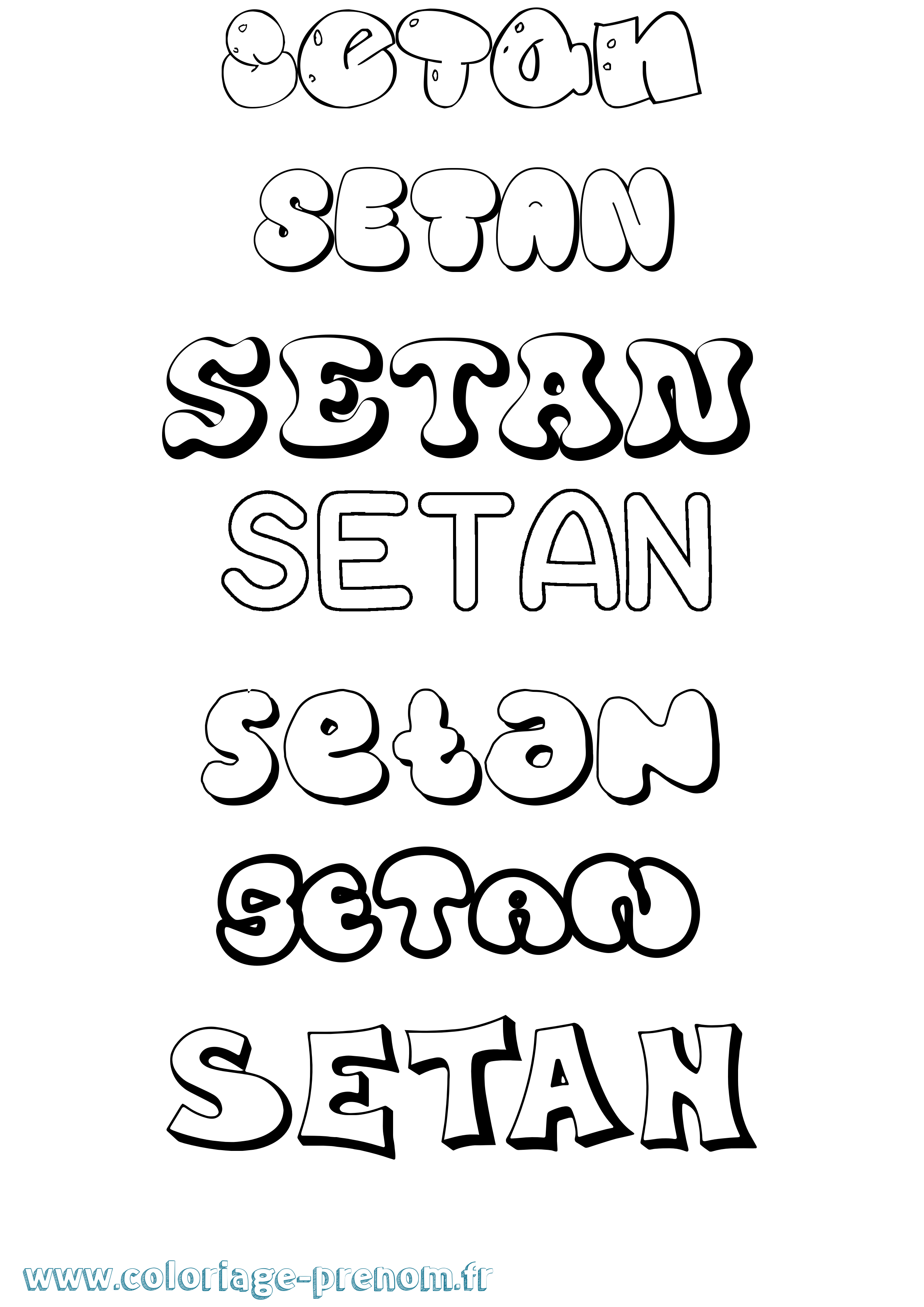 Coloriage Setan Bubble Coloriage prénom Setan Bubble