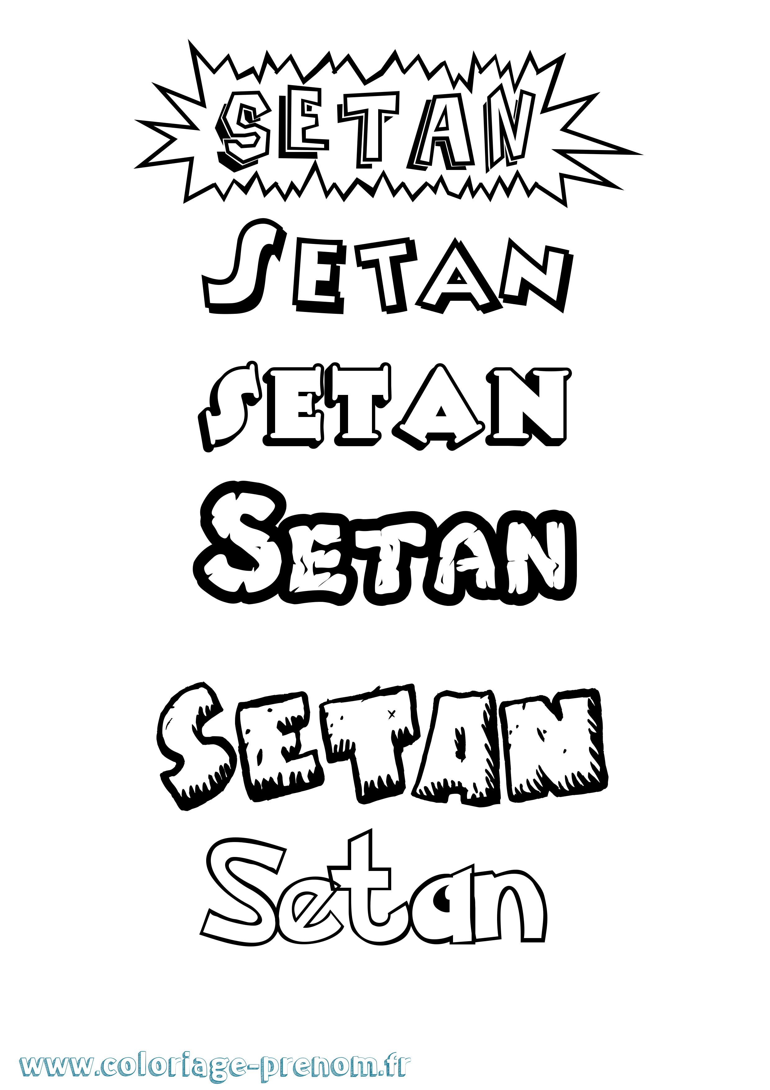 Coloriage Setan Dessin Animé Coloriage prénom Setan Dessin Animé