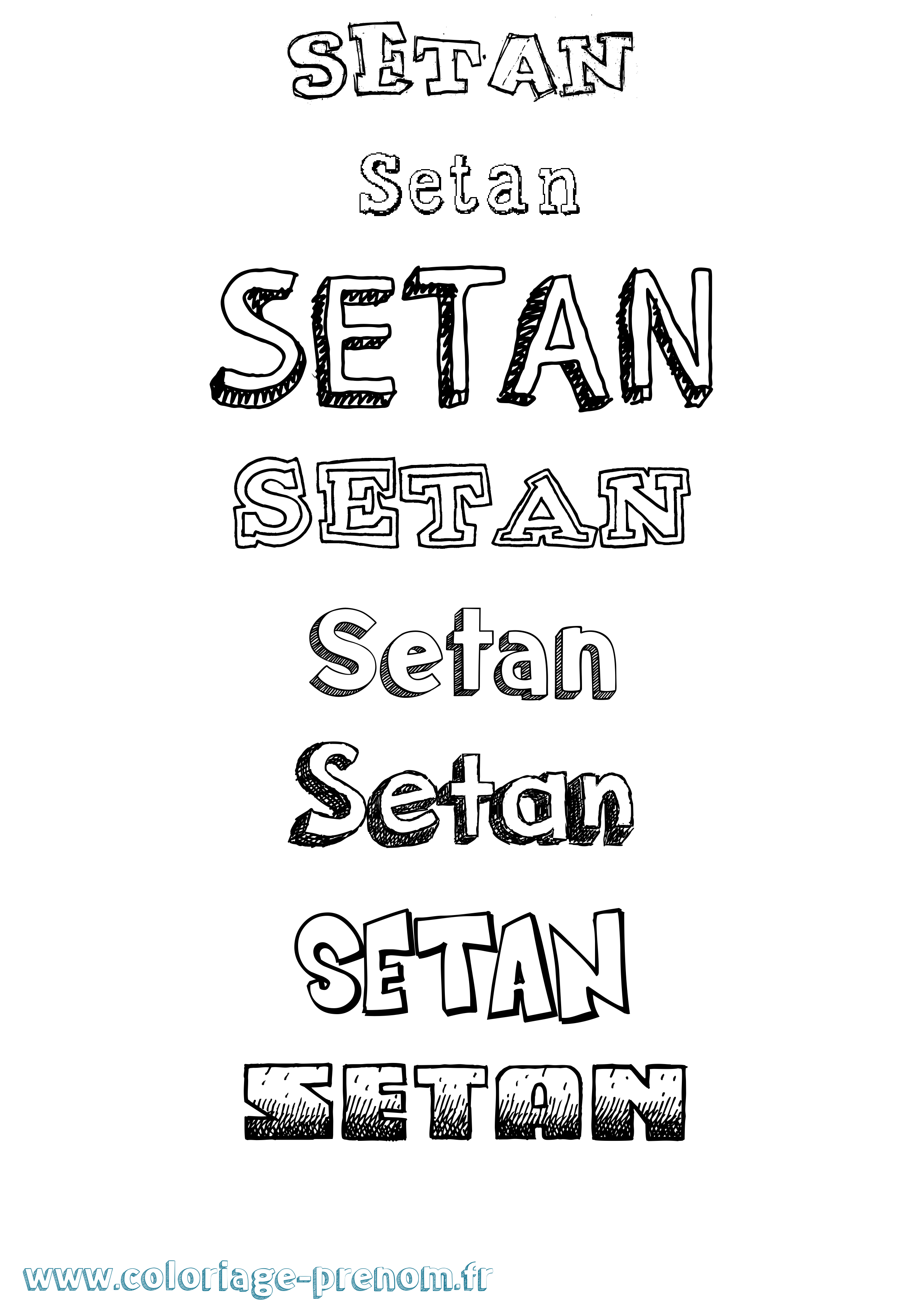 Coloriage Setan Dessiné Coloriage prénom Setan Dessiné