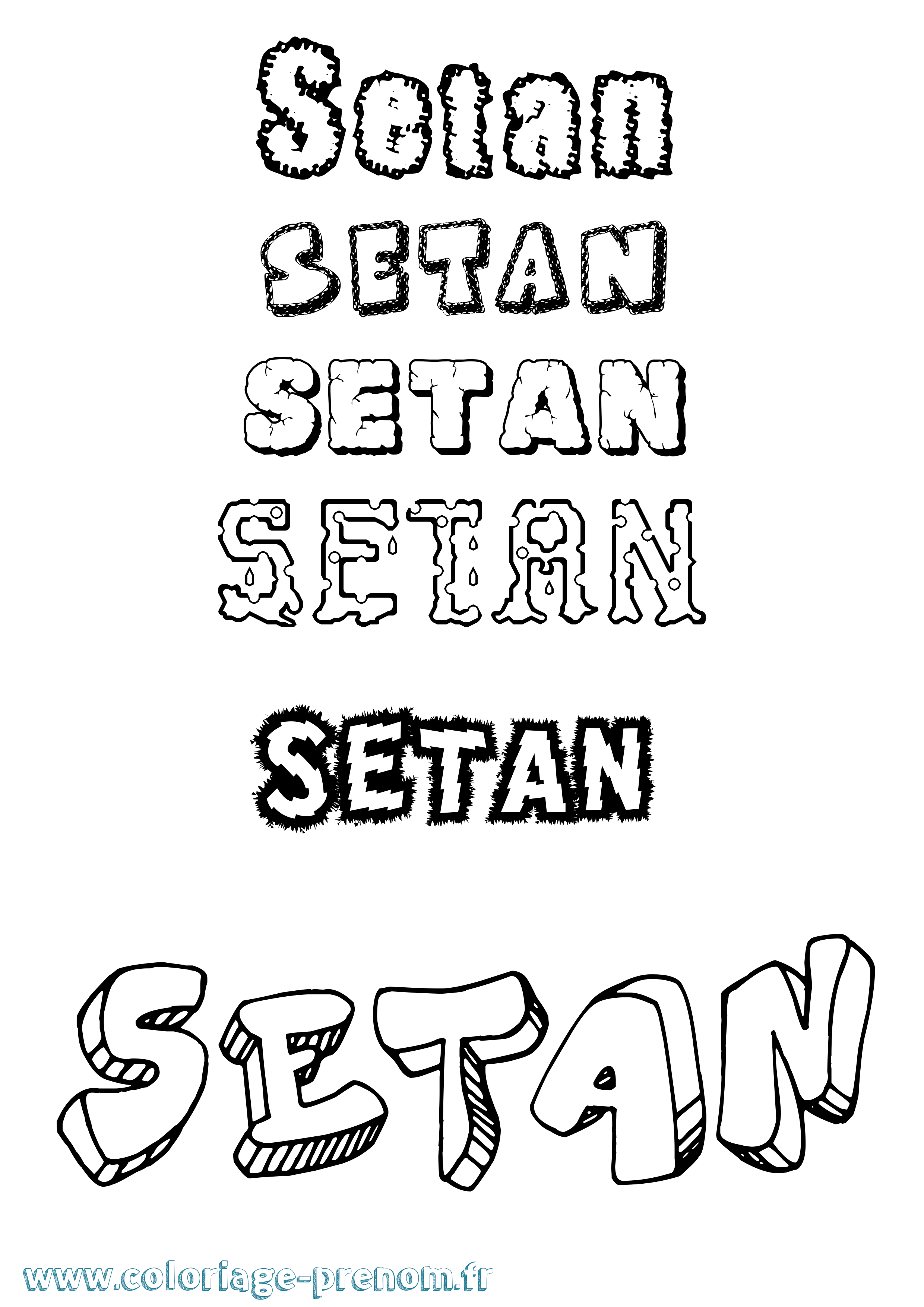 Coloriage Setan Destructuré Coloriage prénom Setan Destructuré