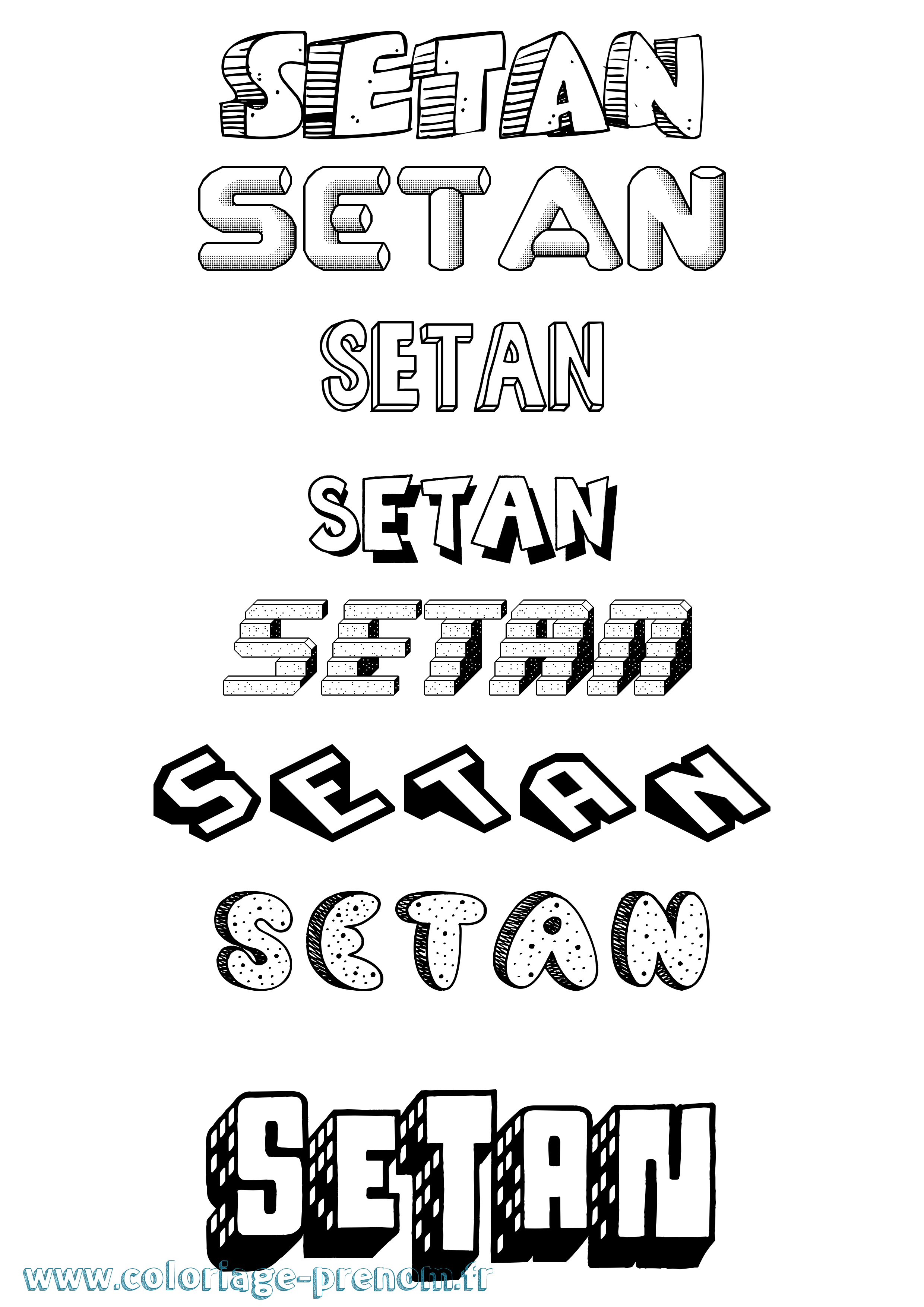 Coloriage Setan Effet 3D Coloriage prénom Setan Effet 3D