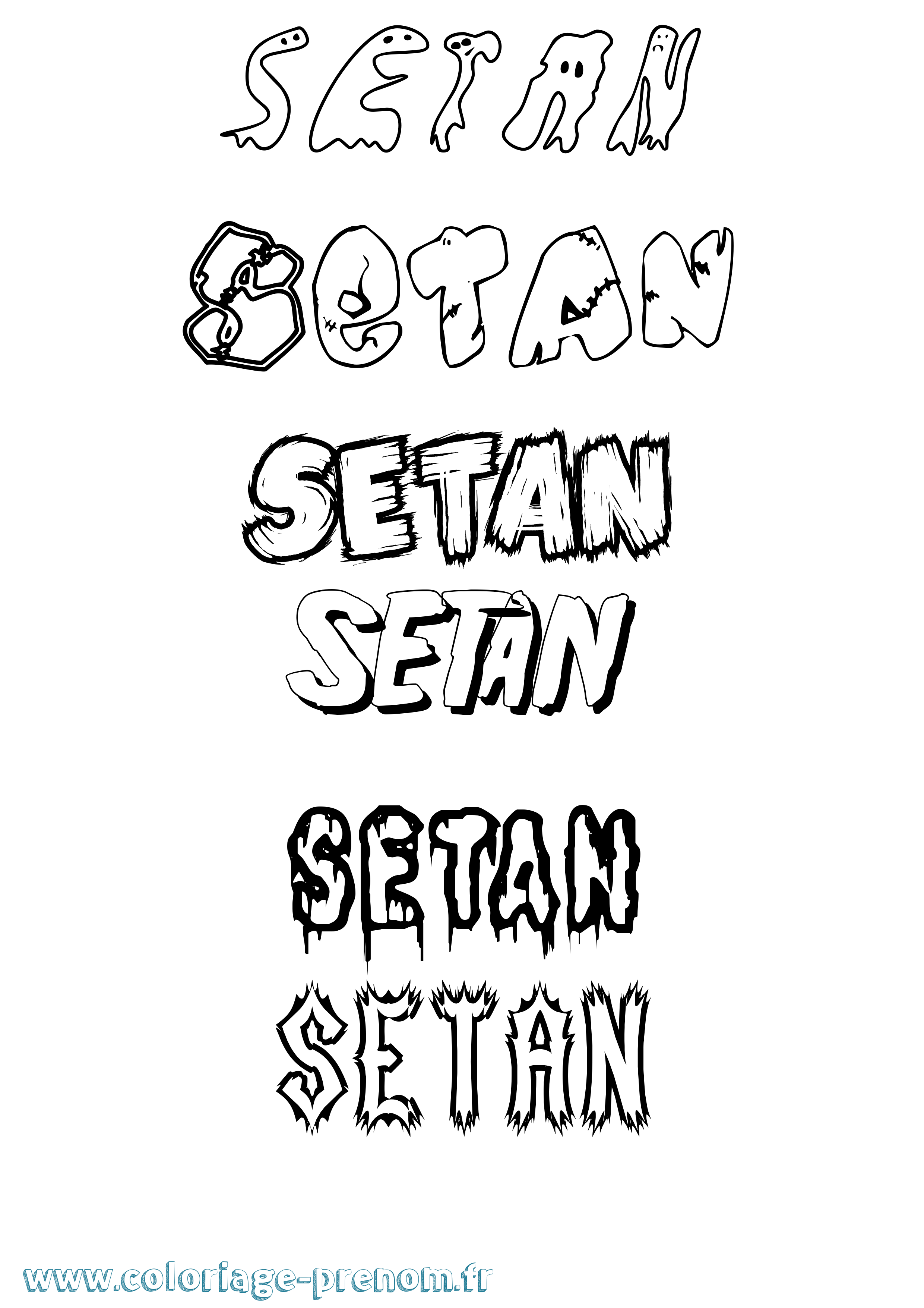 Coloriage Setan Frisson Coloriage prénom Setan Frisson